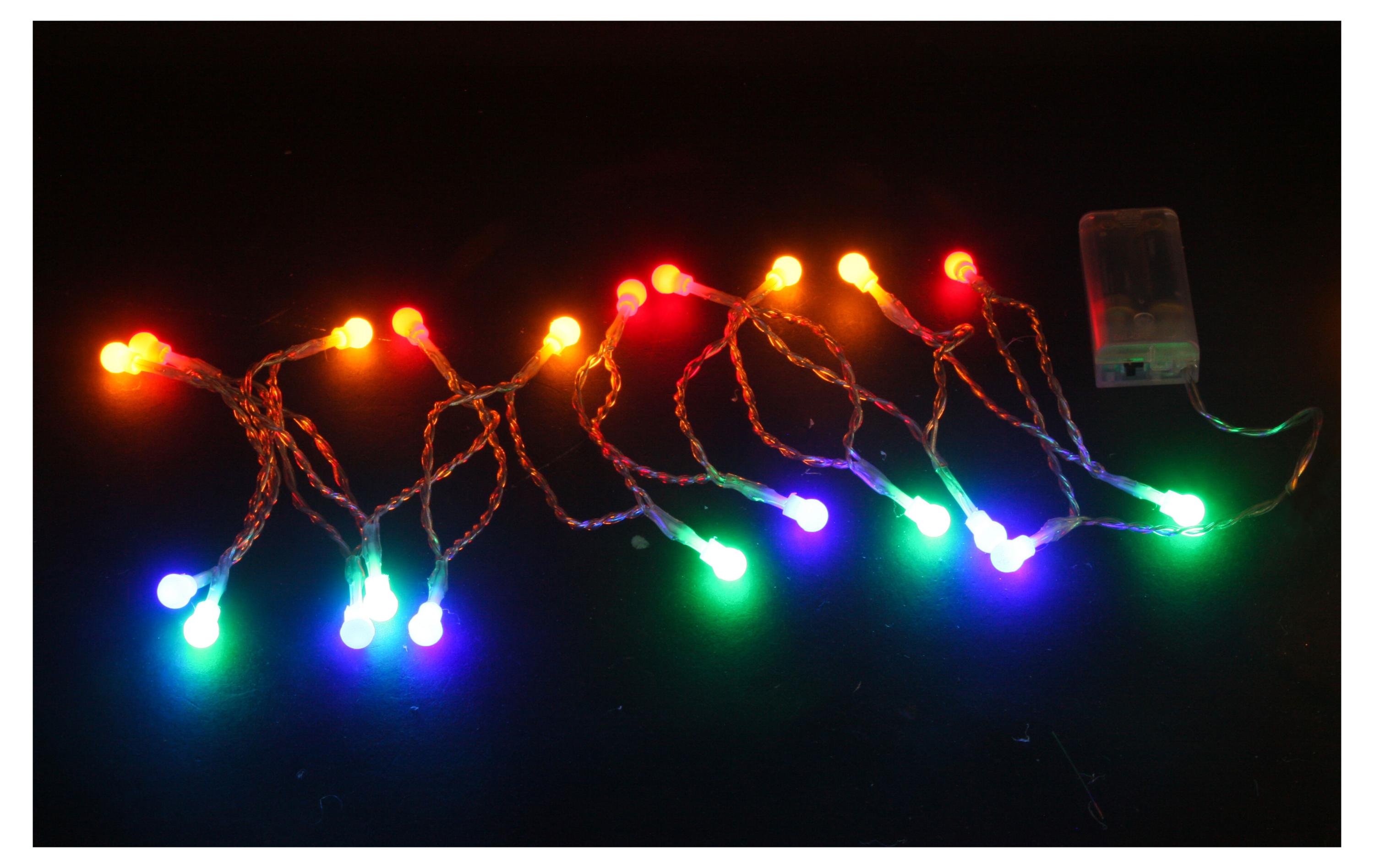 Изображение товара Светодиодная гирлянда Роса на батарейках 20 LED мультиколор 1,9 м
