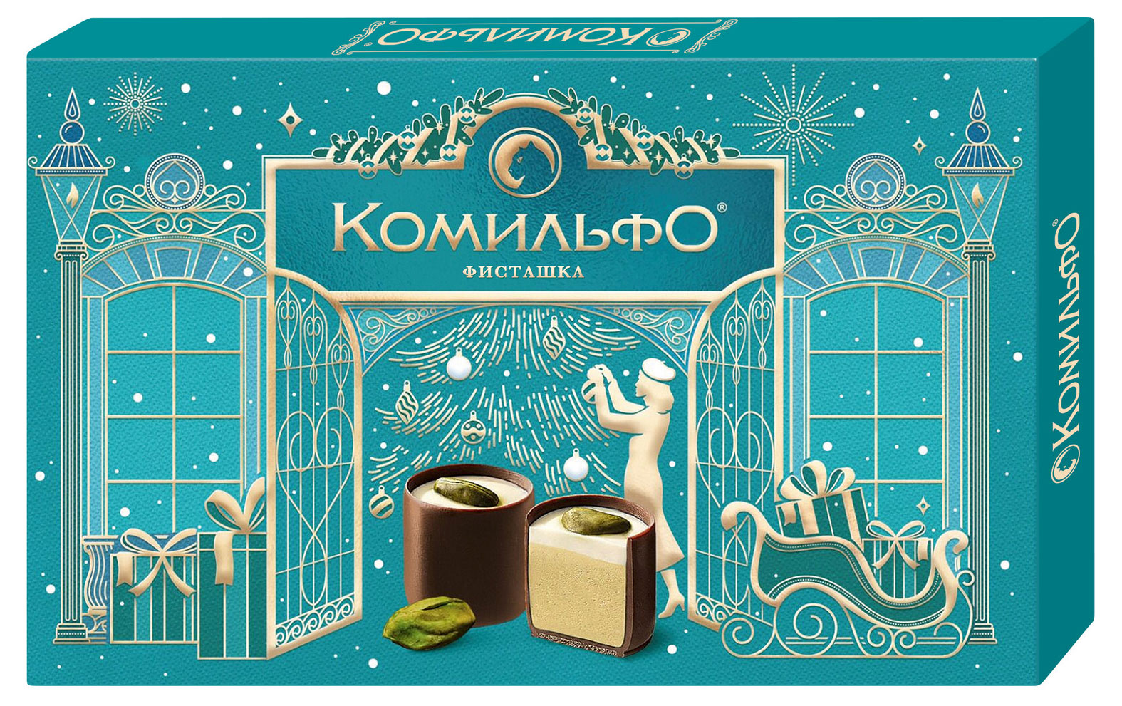 

Конфеты Комильфо шоколадные с двухслойной начинкой со вкусом фисташки, 116 г