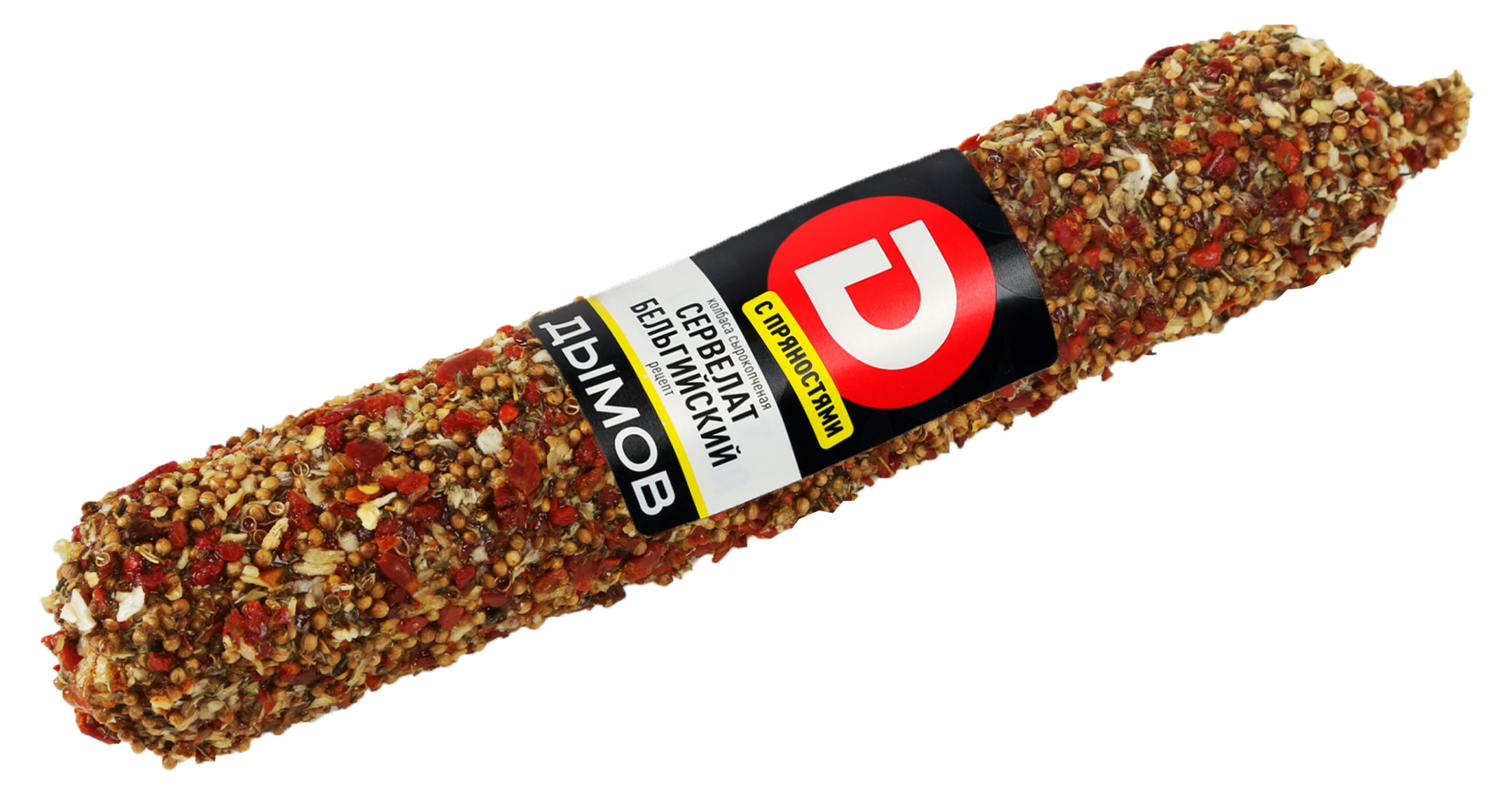 

Колбаса сырокопченая ДЫМОВ Сервелат Бельгийский рецепт с пряностями в обсыпке, ~ 0,9 кг