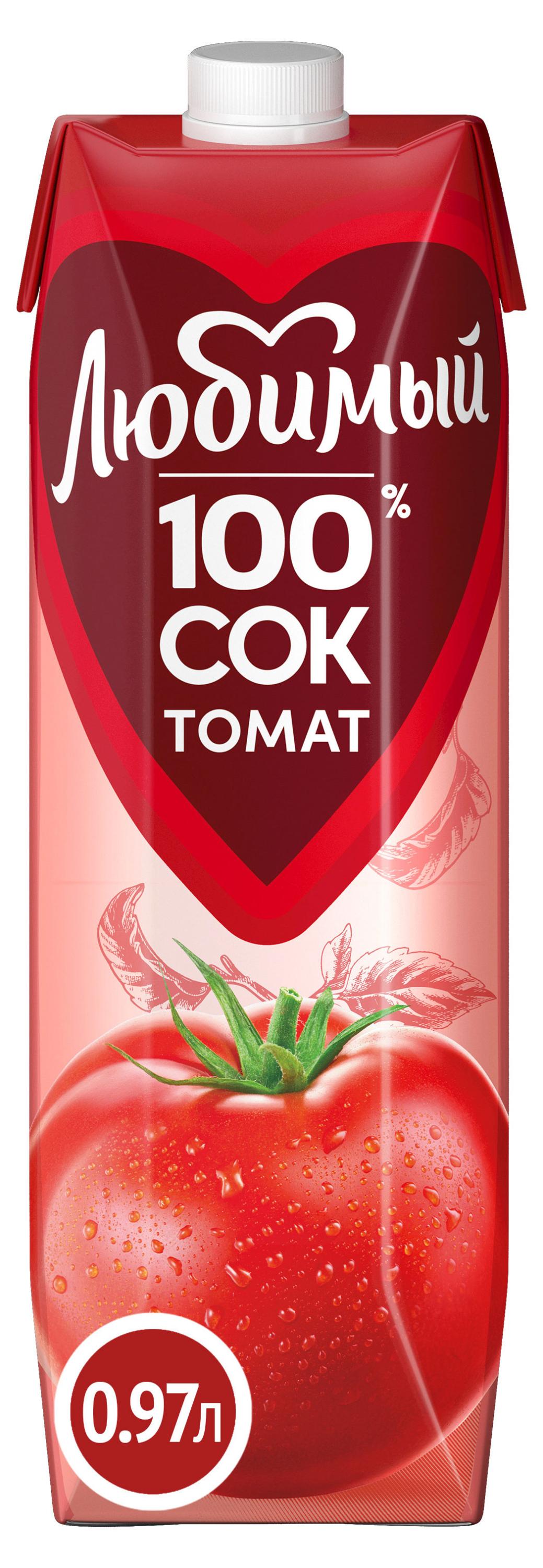 Изображение товара Сок «Любимый» томатный с мякотью, 970 мл