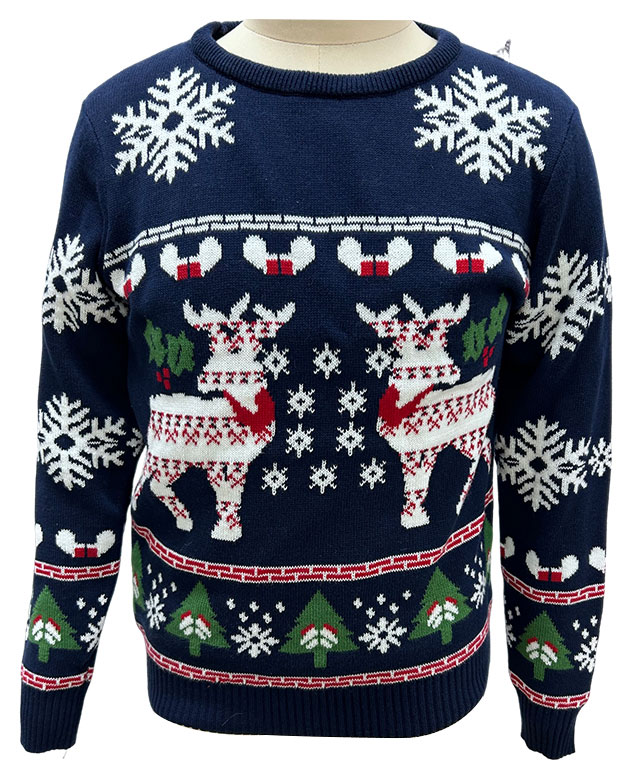 

Пуловер для мальчика синий с новогодним узором, р 110/116 - 158/164