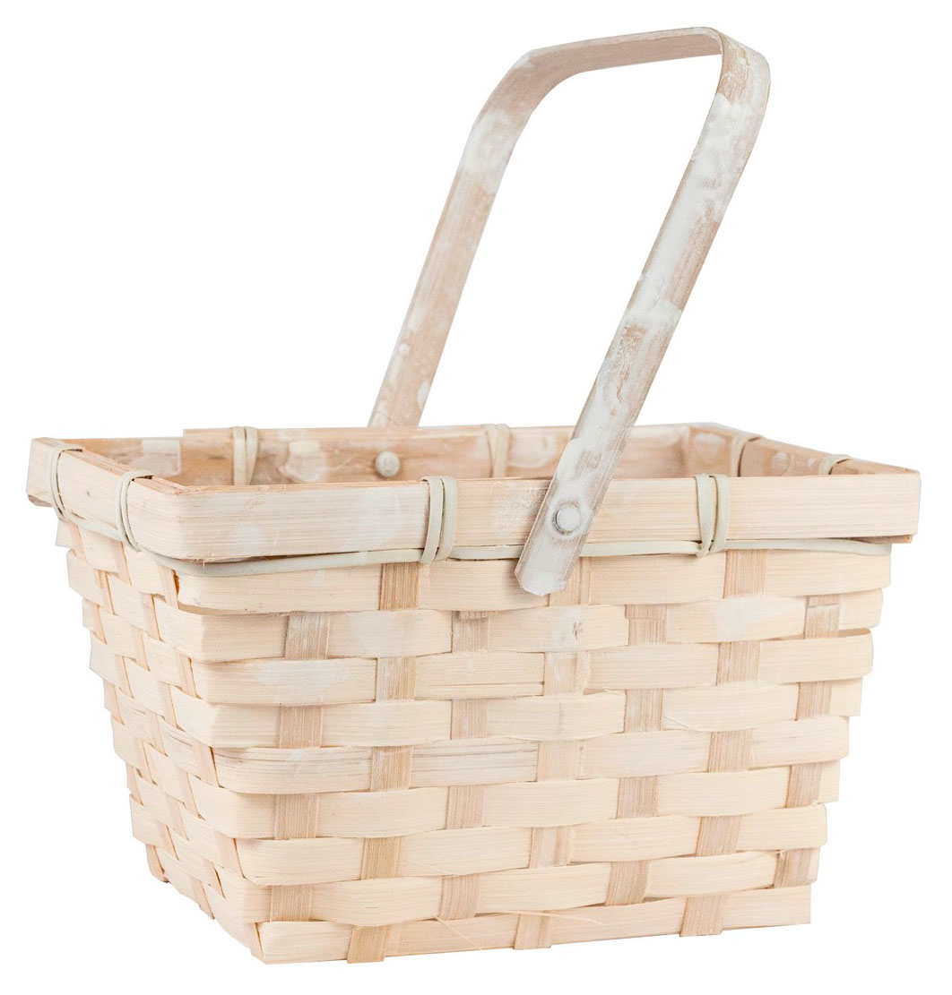 

Корзина плетеная бамбуковая отбеленная для цветов и подарков, 19х14,5х11х21 см