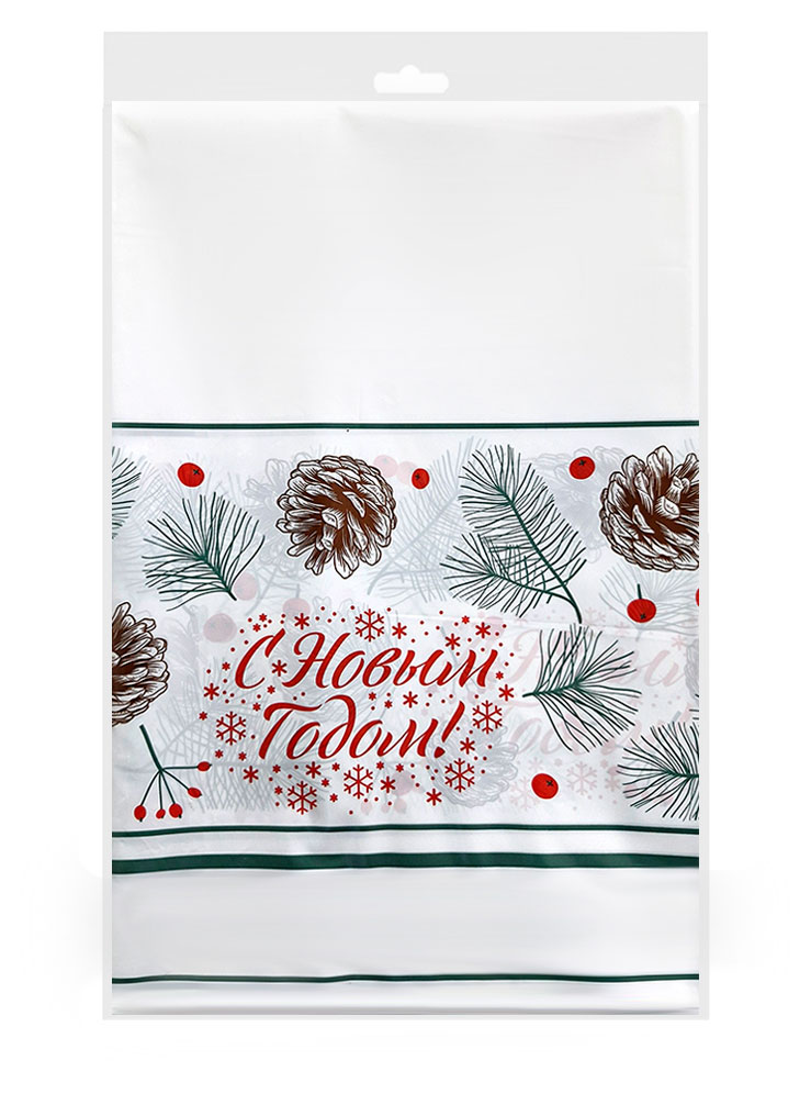 Изображение товара Одноразовая скатерть Vitto с новогодним дизайном 120x180 см полиэтиленовая