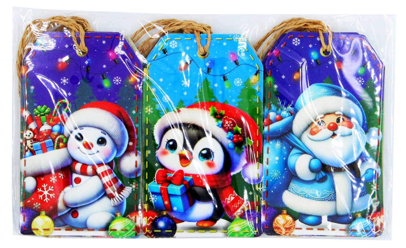 

Тэг-бирка для подарков ArteNuevo с милым новогодним дизайном, 12 шт