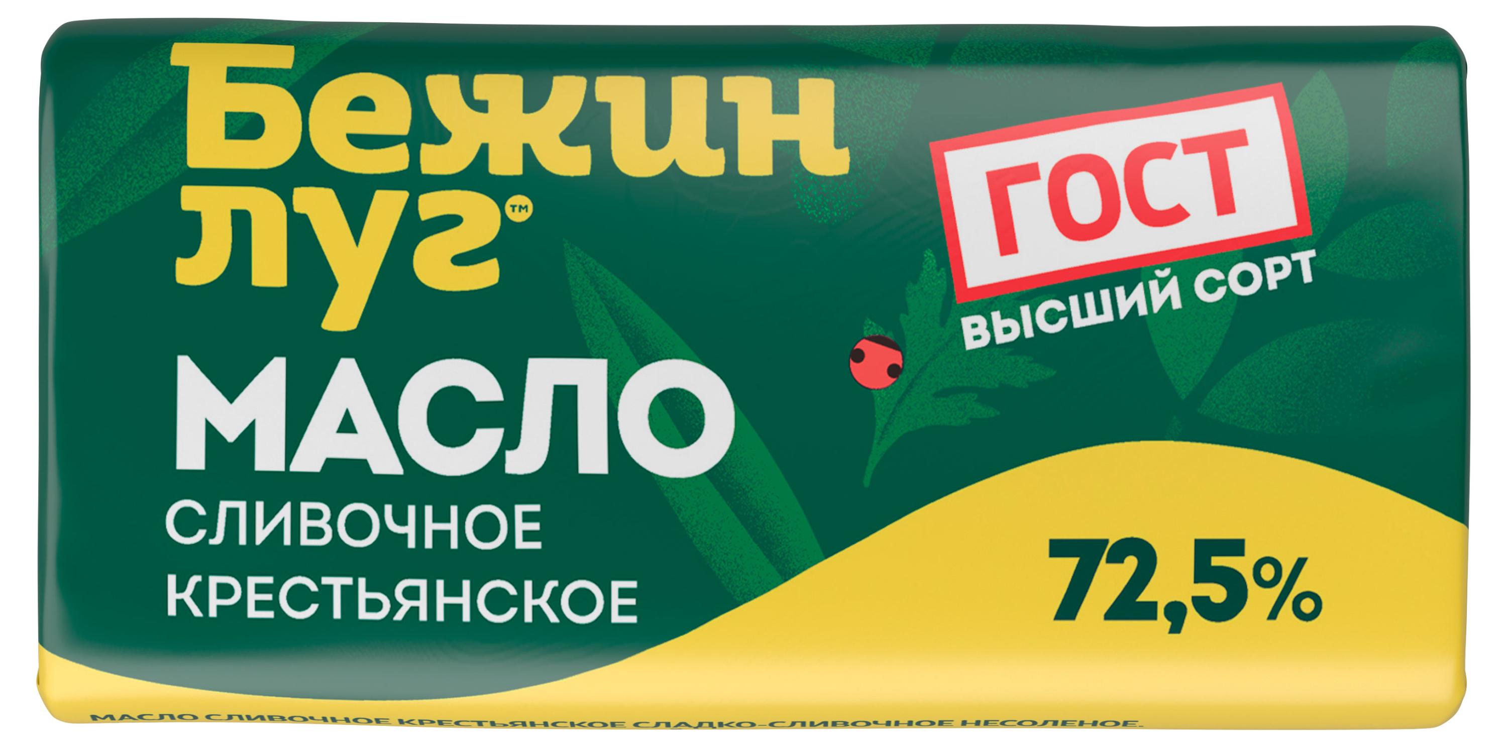 Изображение товара Масло сливочное «Бежин луг» Крестьянское 72,5% БЗМЖ, 300 г