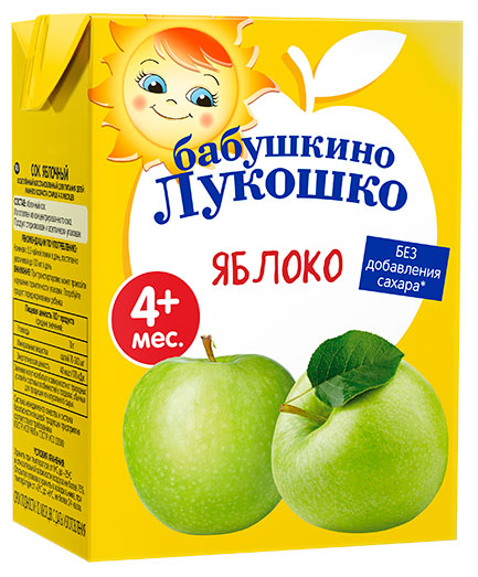 

Сок Бабушкино Лукошко яблоко без добавления сахара с 4 мес., 200 мл