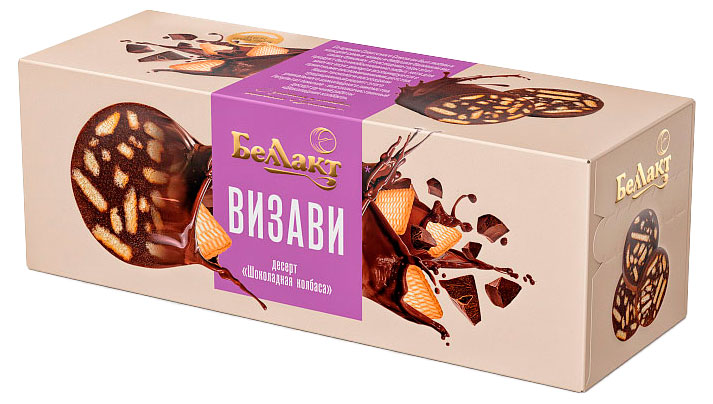 

Десерт Беллакт из печенья с какао Шоколадная колбаса 25% Беларусь охлажденный, 300 г