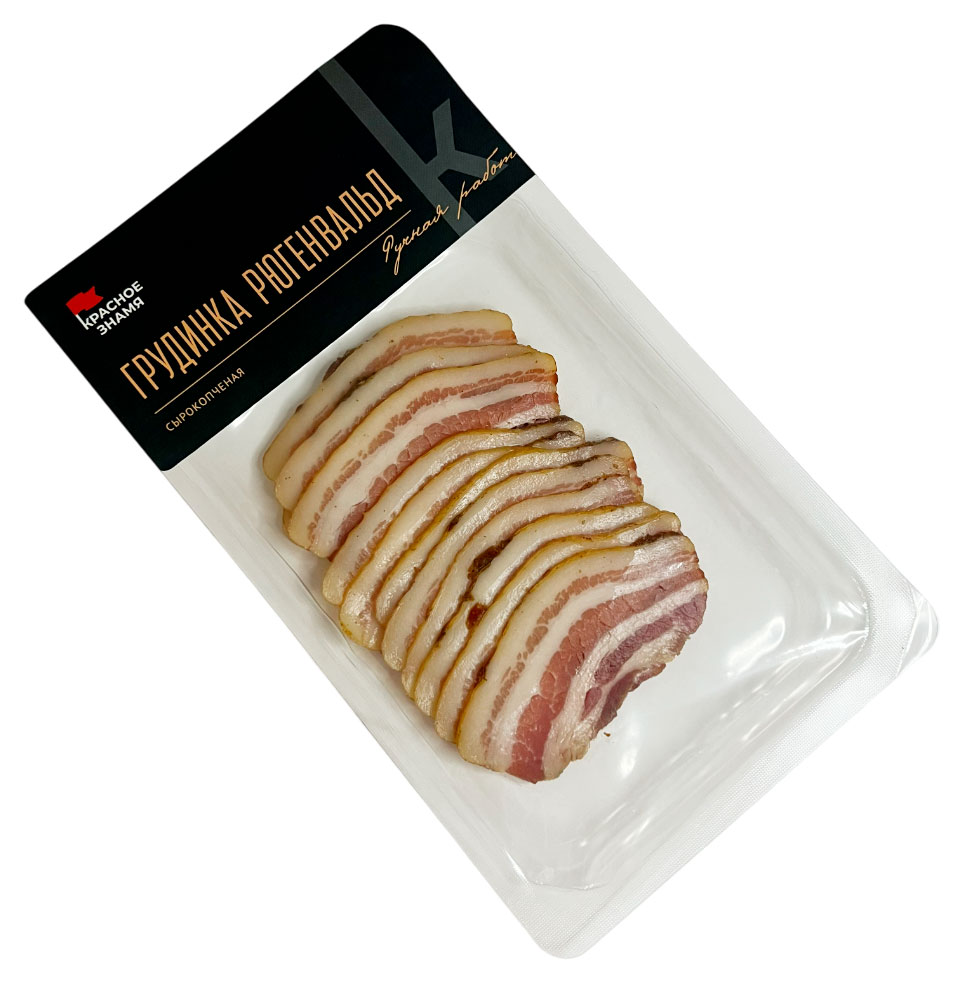Изображение товара Грудинка сырокопченая Красное знамя нарезка 100 г натуральный деликатес