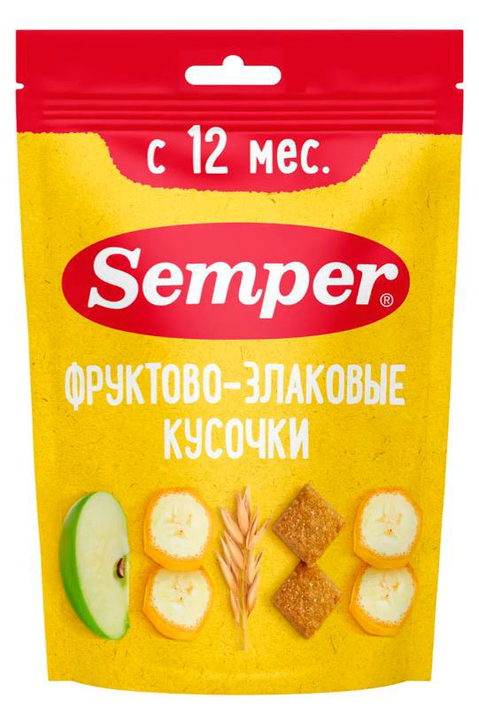 Изображение товара Фруктово-злаковые кусочки Банан яблоко для детей от 12 месяцев 22,5 г
