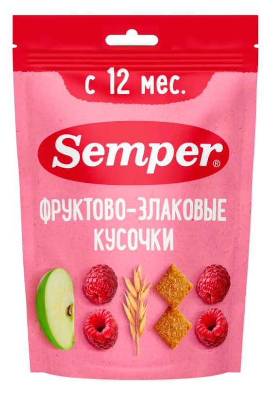 Изображение товара Фруктово-злаковые кусочки Малина Яблоко для детей от 12 месяцев 22,5 г