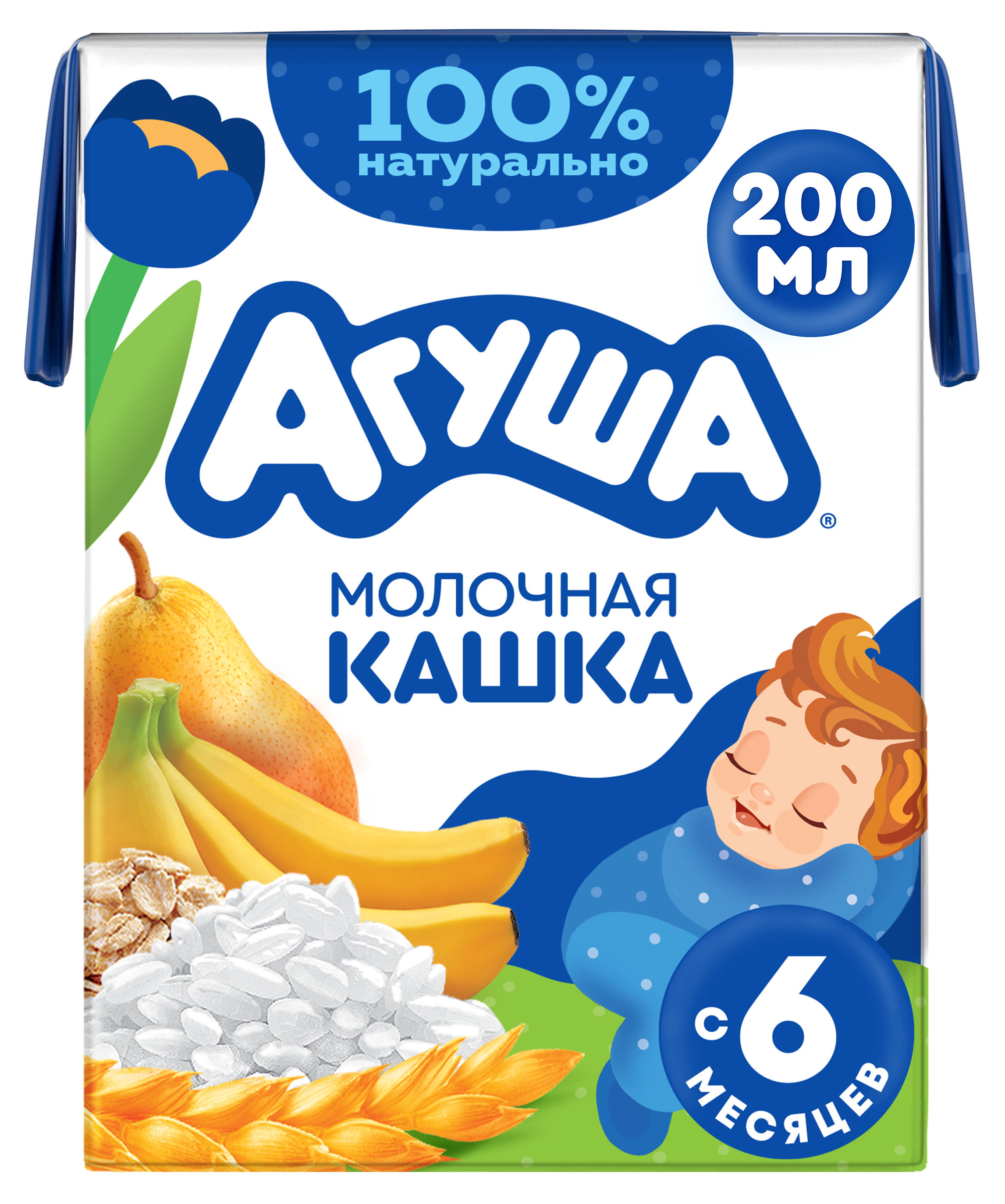 

Каша молочно-злаковая жидкая Агуша с грушей и бананом с 6 мес., 200 мл