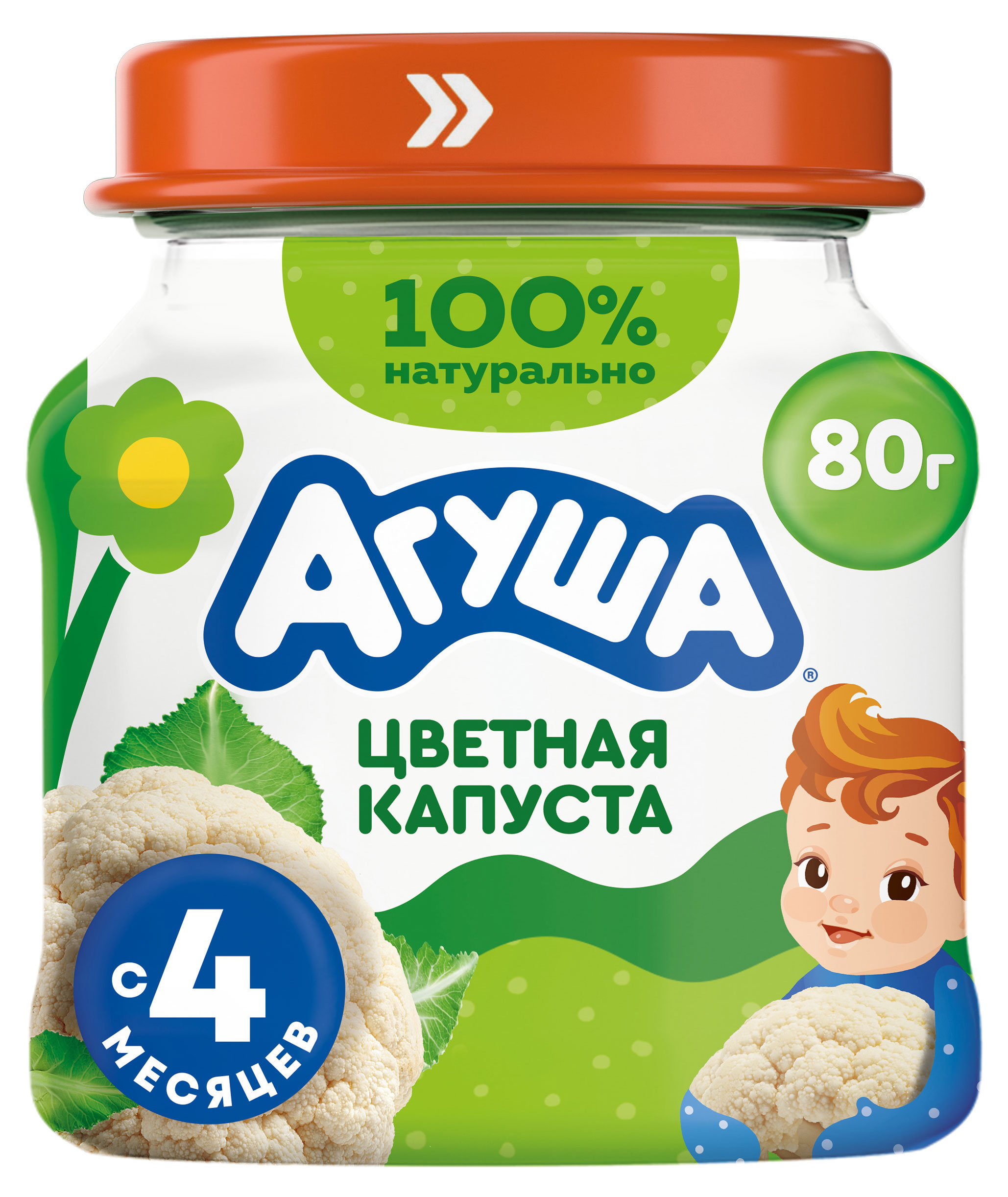 

Пюре овощное Агуша Первая ложка цветная капуста с 4 мес., 80 г