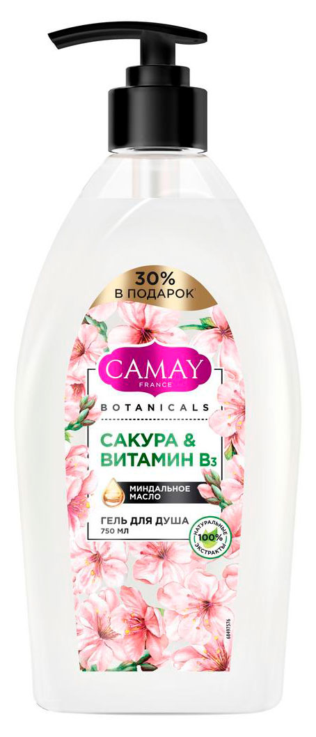 

Гель для душа Camay Botanicals Японская сакура без парабенов, 750 мл