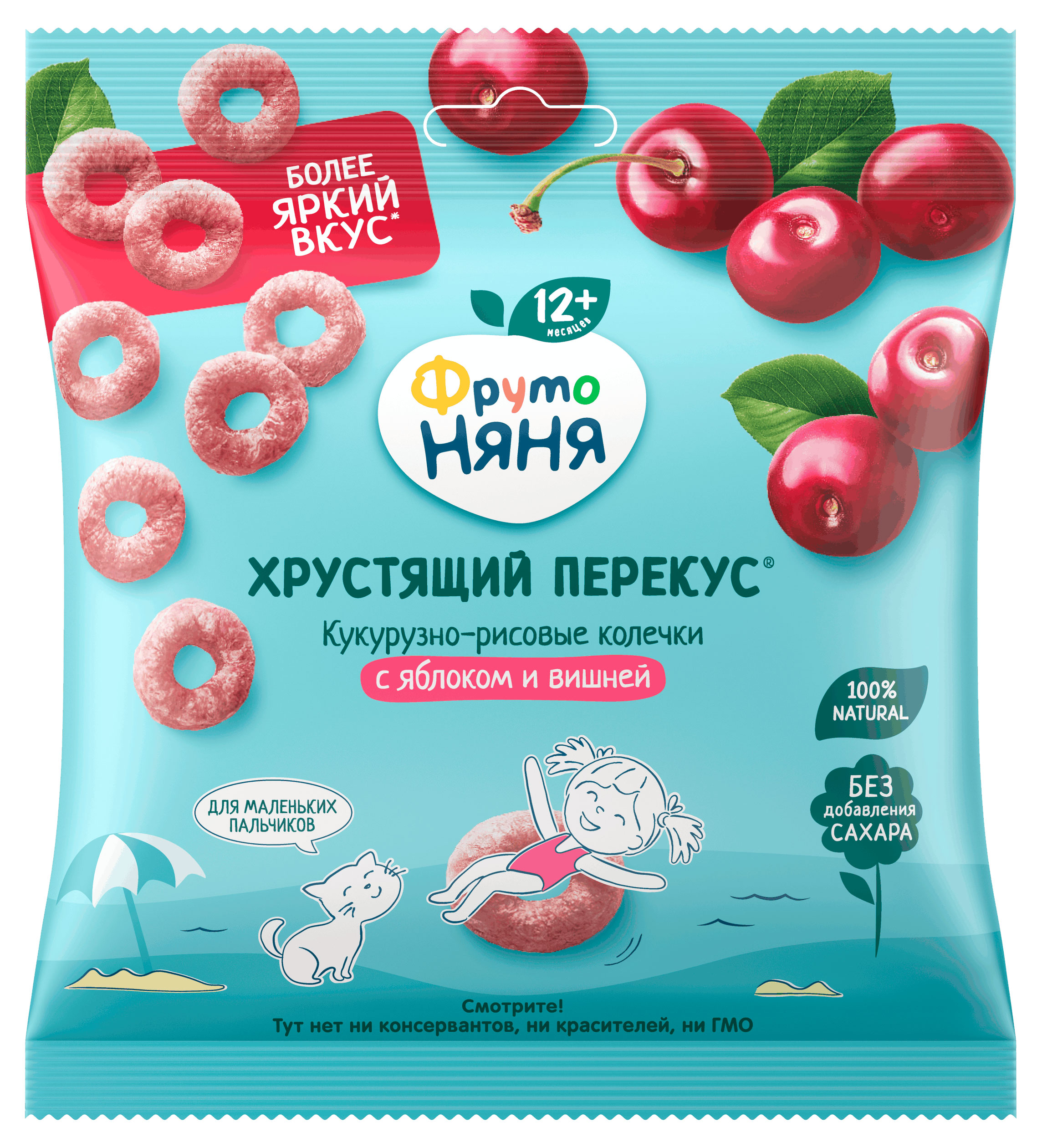 

Злаки хрустящие ФрутоНяня кукурузно-рисовые с яблоком и вишней с 12 мес., 21 г