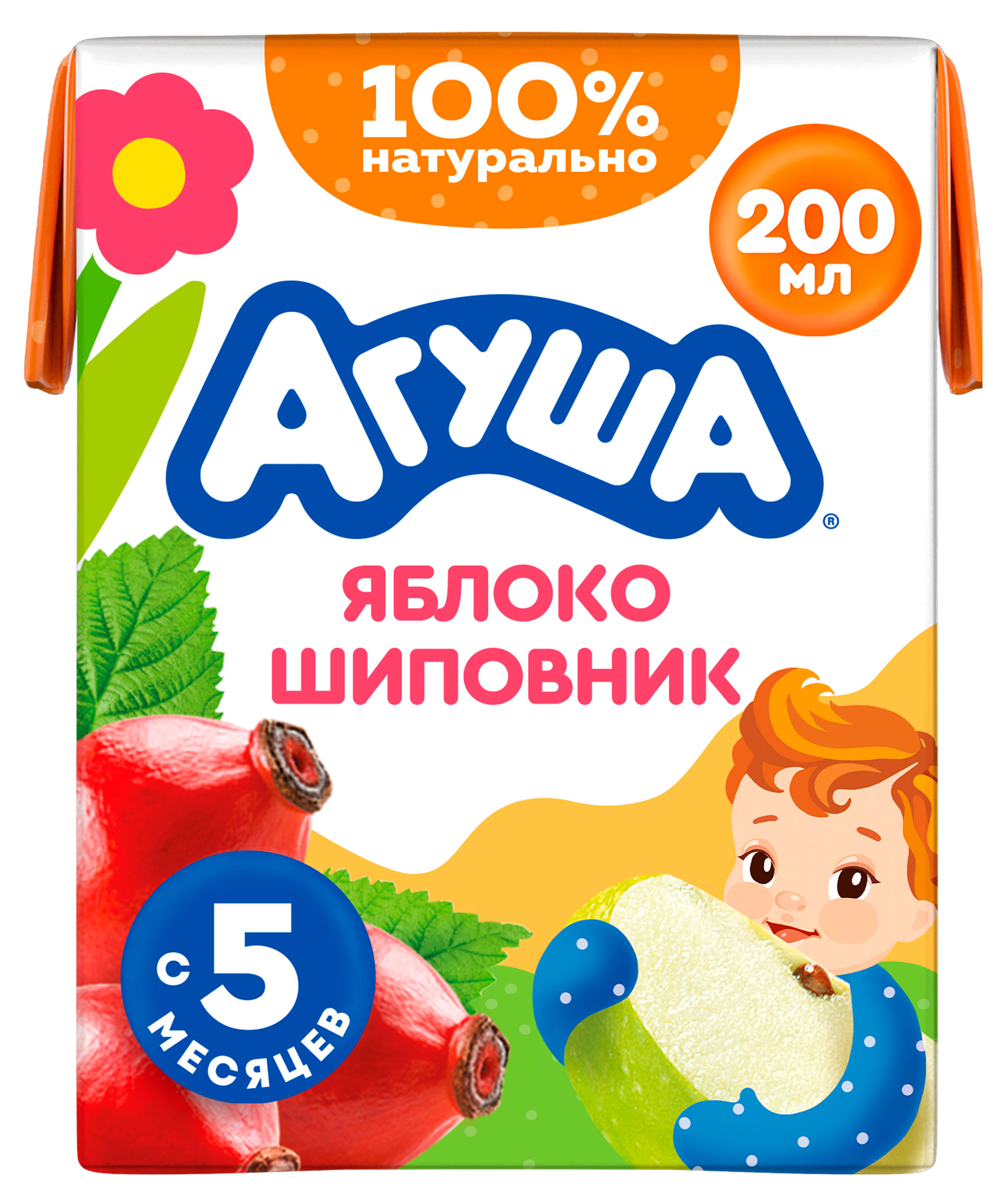 

Сок Агуша Яблоко и шиповник с 5 мес., 200 мл