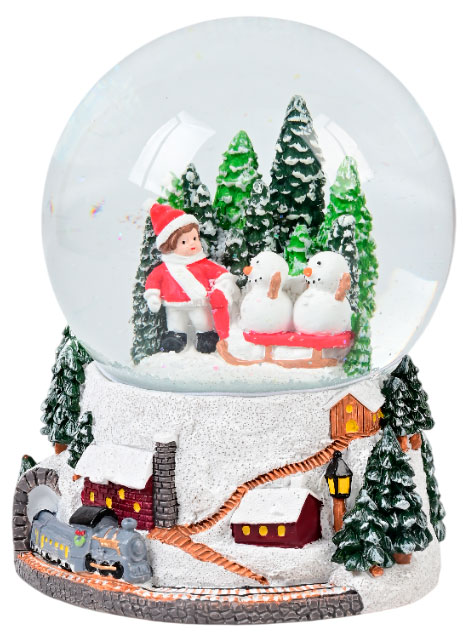 

Снежный шар Малыш со снеговиками, 19 см