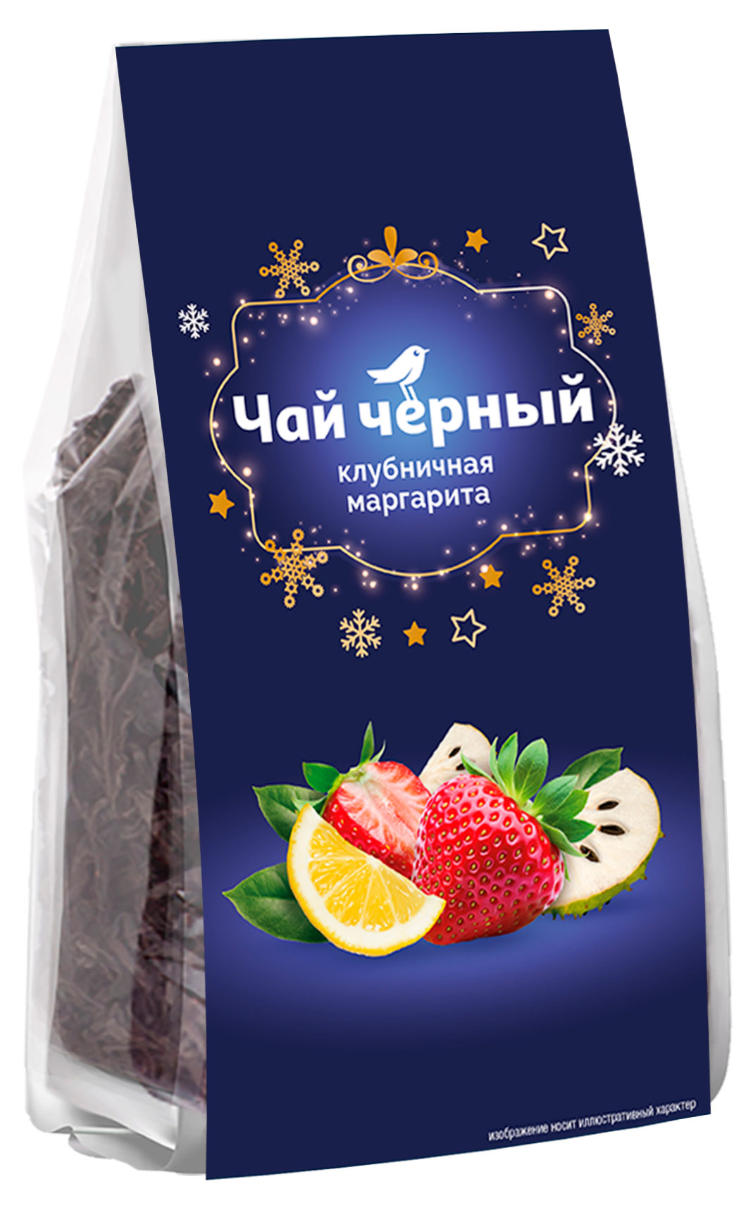 Изображение товара Чай черный АШАН Красная птица клубничная маргарита 100 г подарочная упаковка