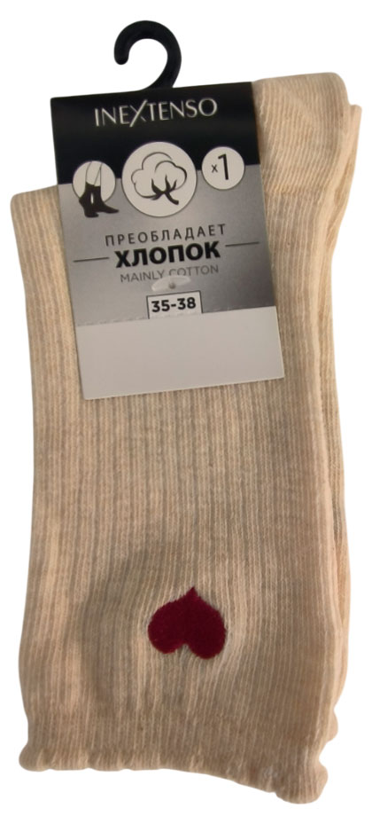 Изображение товара Женские носки InExtenso Сердечко высокие бежевые для демисезона и зимы