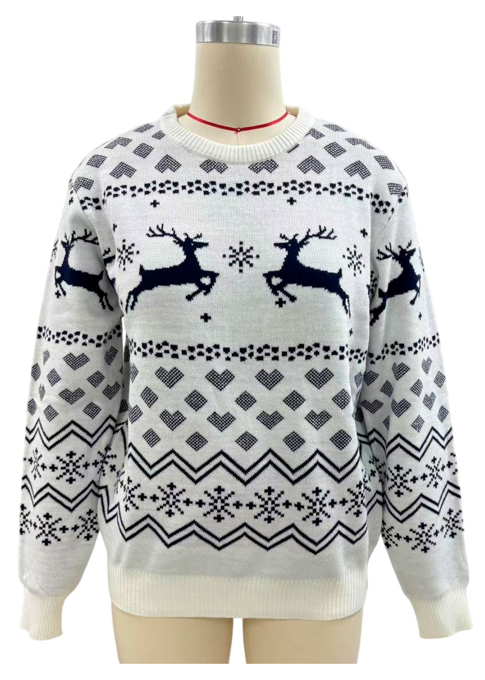 

Свитер женский новогодний Олень бело-синий, р. S-2XL