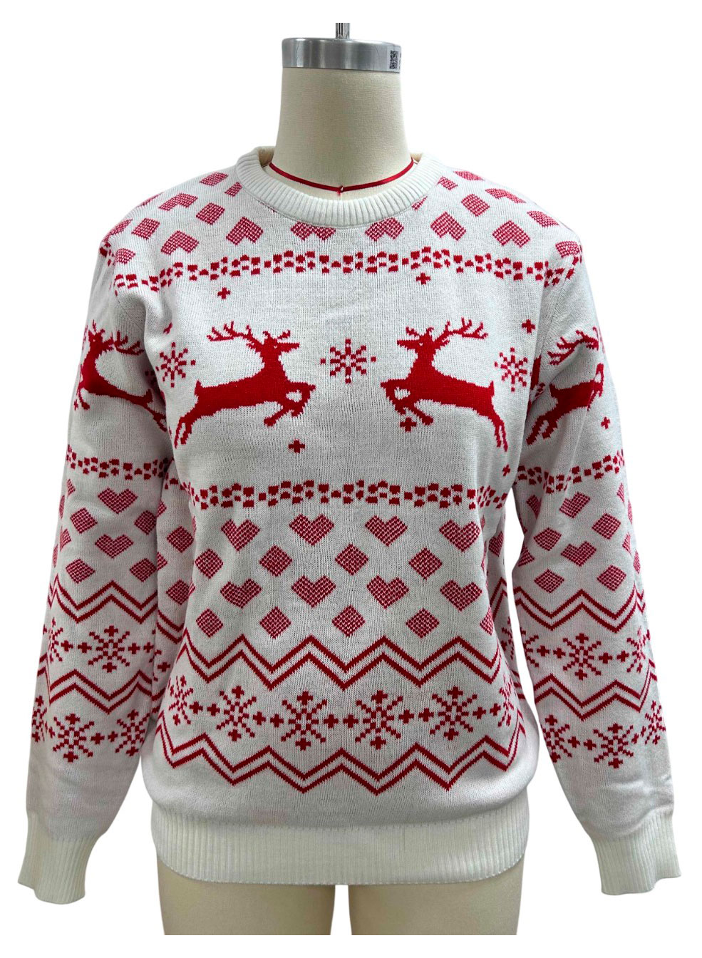 

Свитер женский Олень бело-красный, р. S-2XL