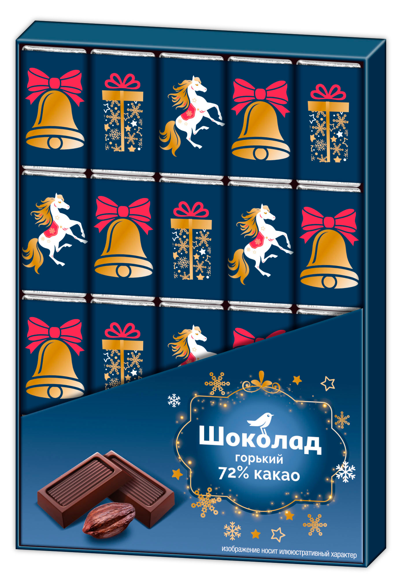 

Шоколад горький АШАН Красная птица, 20х5 г