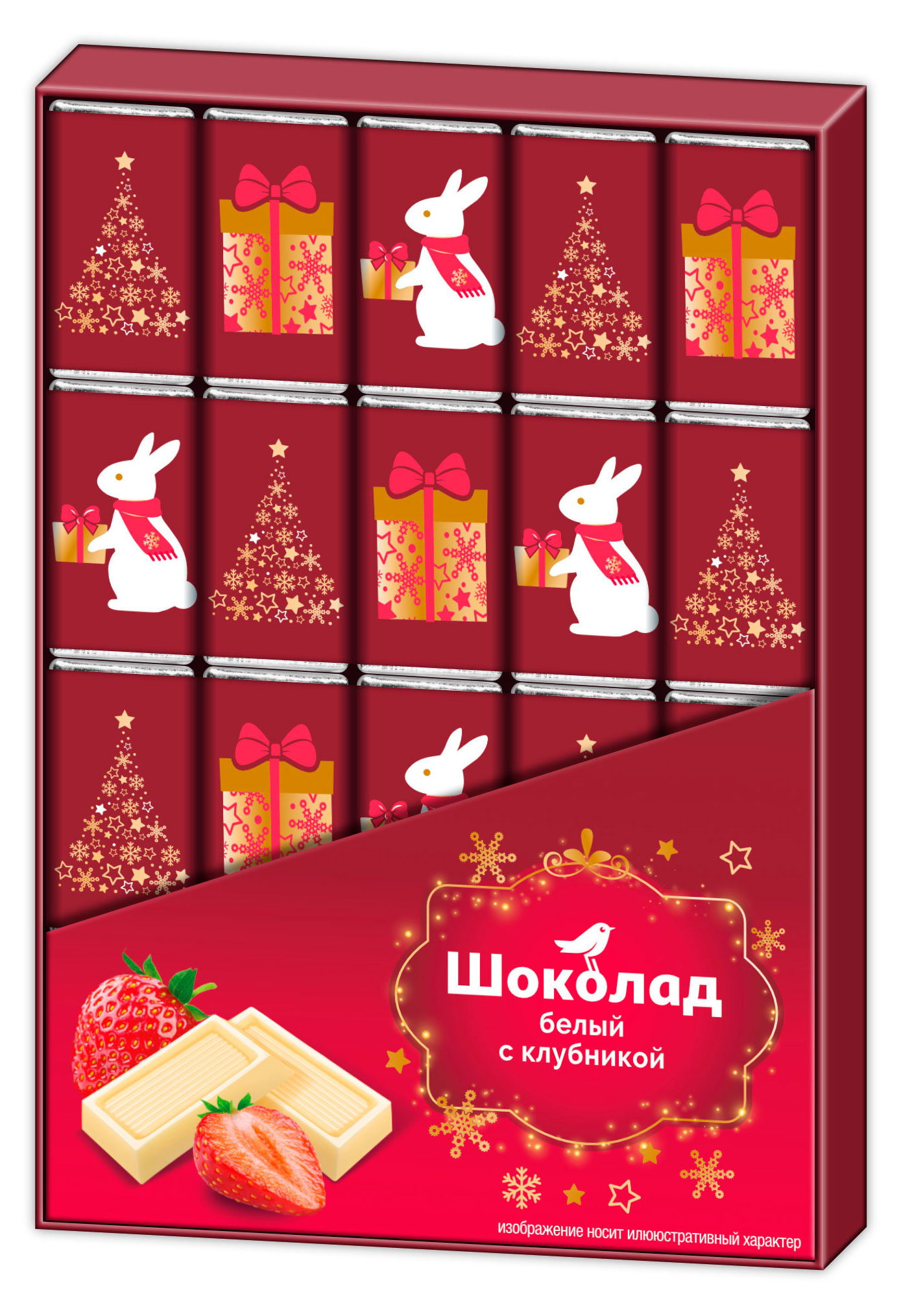 

Шоколад белый АШАН Красная птица со вкусом клубники, 20х5 г