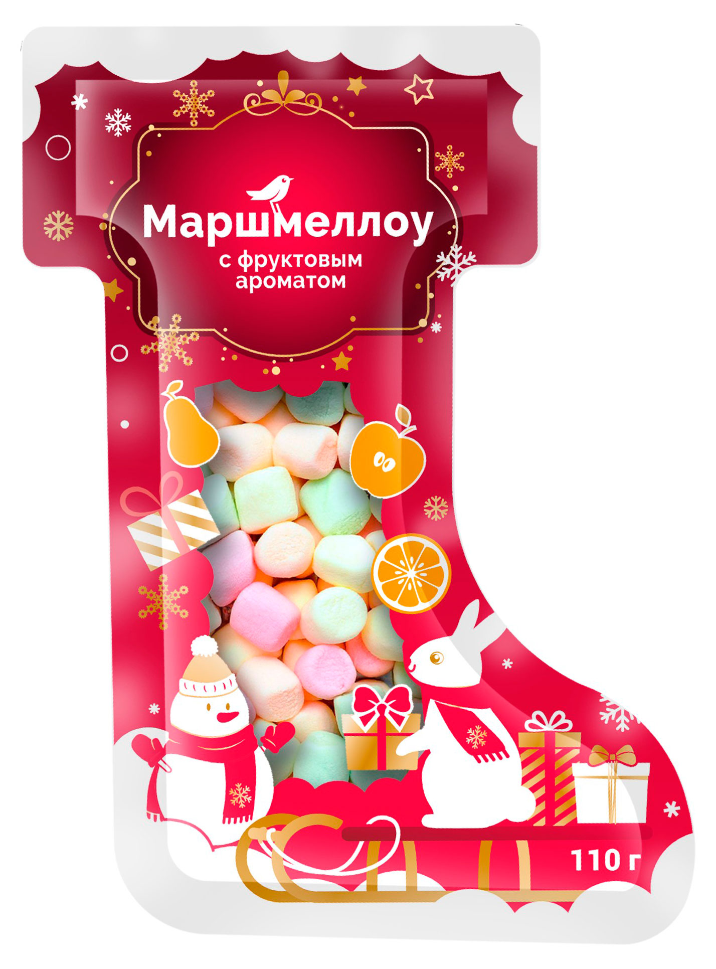 Изображение товара Маршмеллоу АШАН Красная птица фруктовый аромат, 110 г