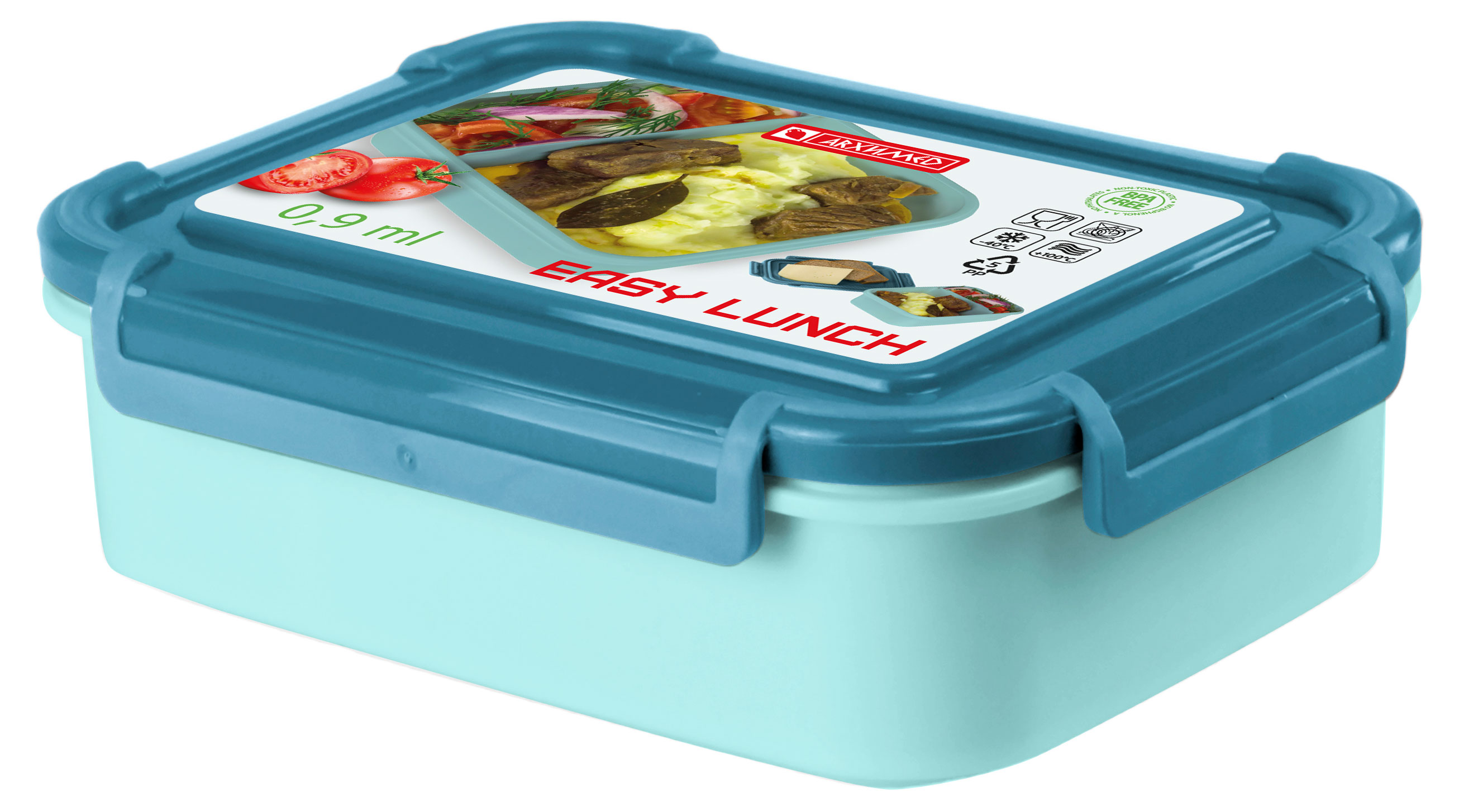 Изображение товара Герметичный голубой ланч-бокс Архимед 900 мл для хранения и транспортировки еды