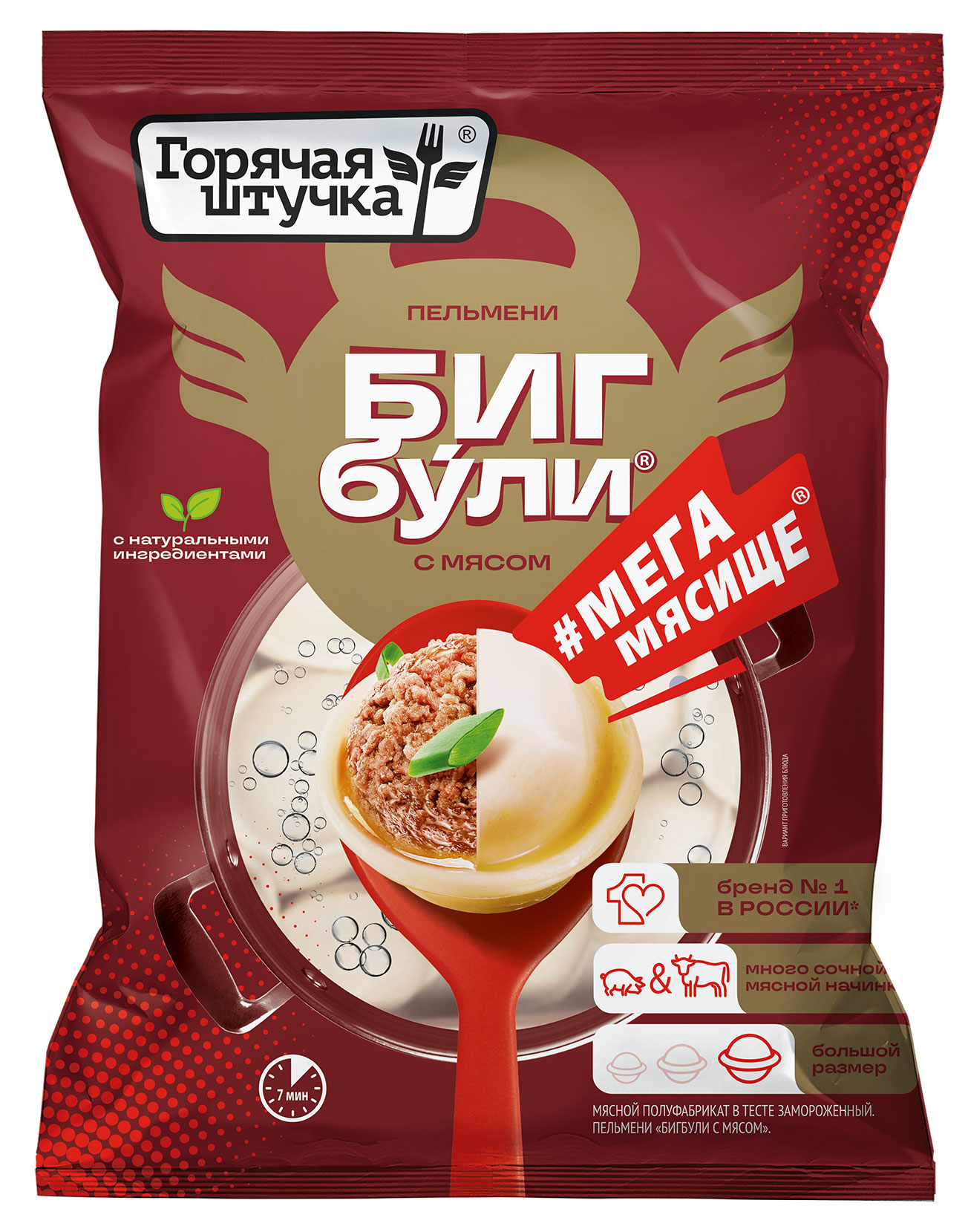 

Пельмени Горячая штучка Бигбули Мегамясище с мясом, 400 г