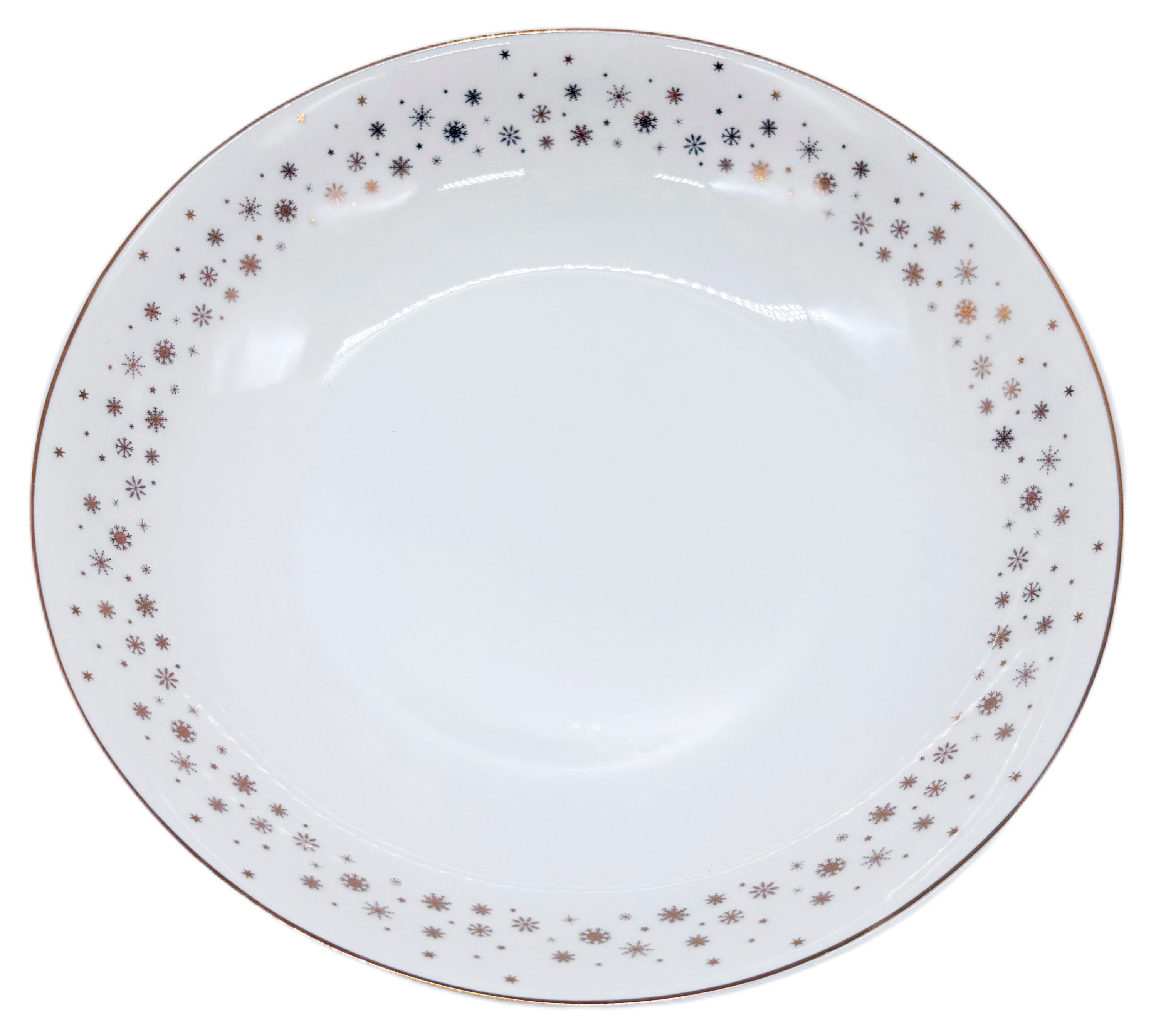 

Тарелка суповая Actuel Золото театра Снежинки фарфоровая белая, 20 см