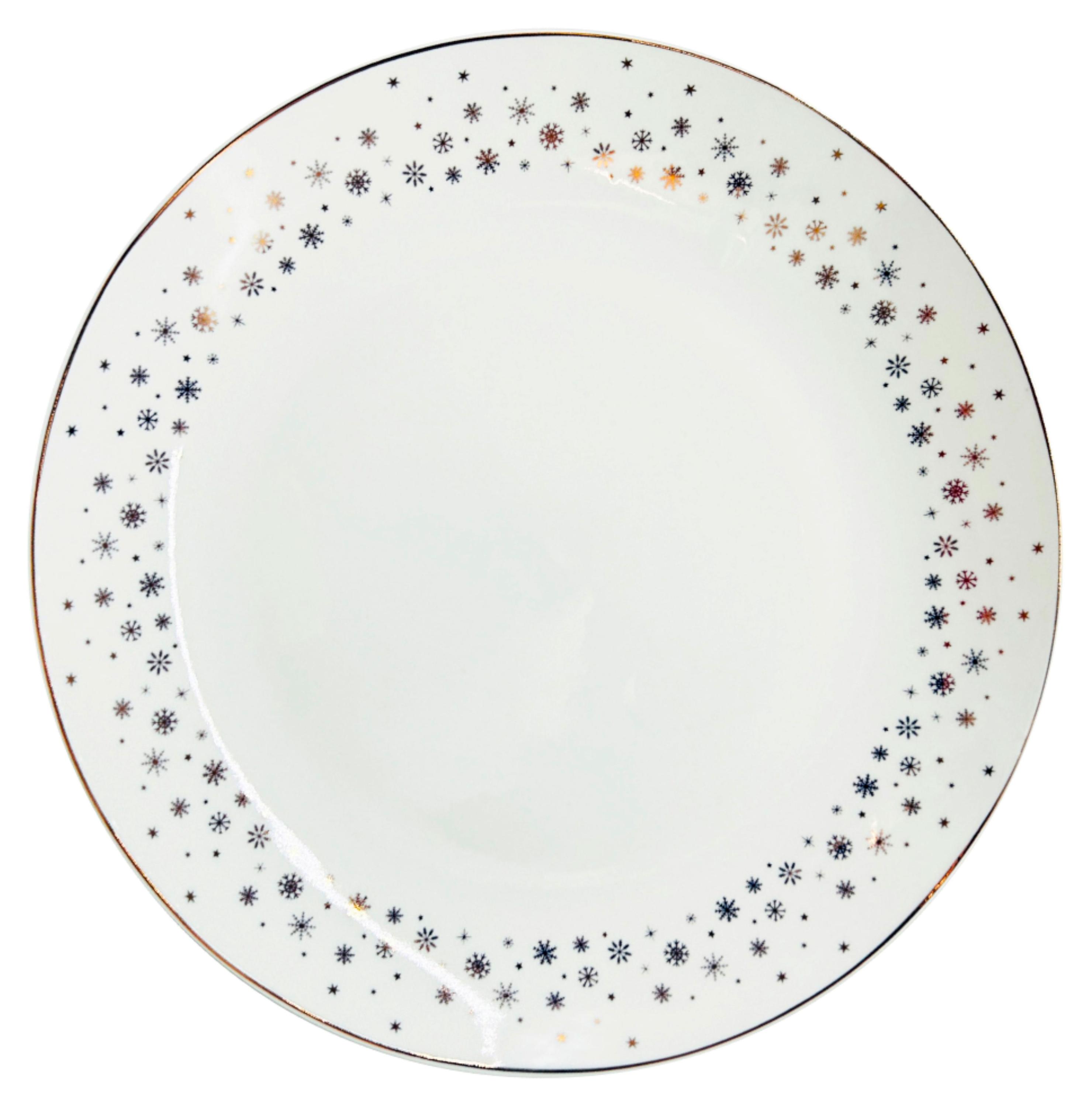 

Тарелка десертная Actuel Золото театра Снежинки фарфоровая белая, 20 см