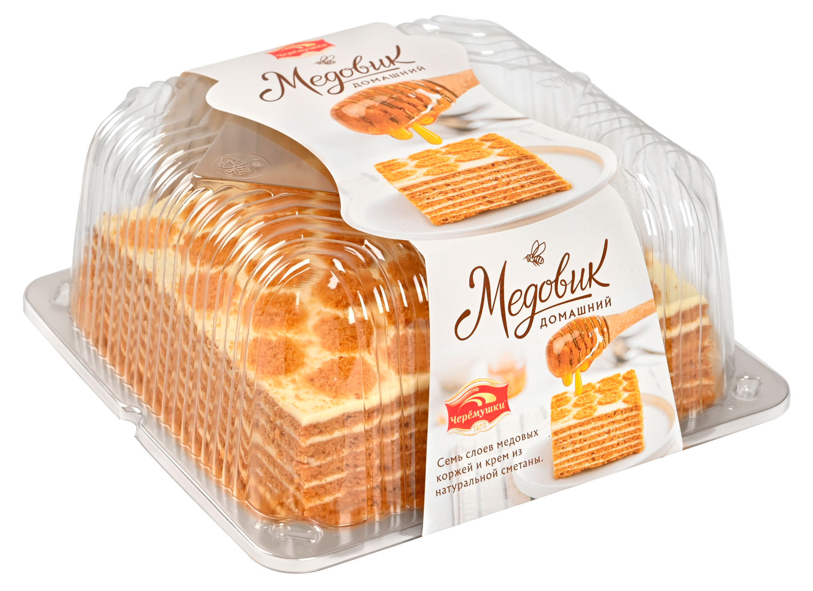 

Торт бисквитный Черемушки Медовик домашний на основе натуральной сметаны с цветочным медом, 480 г