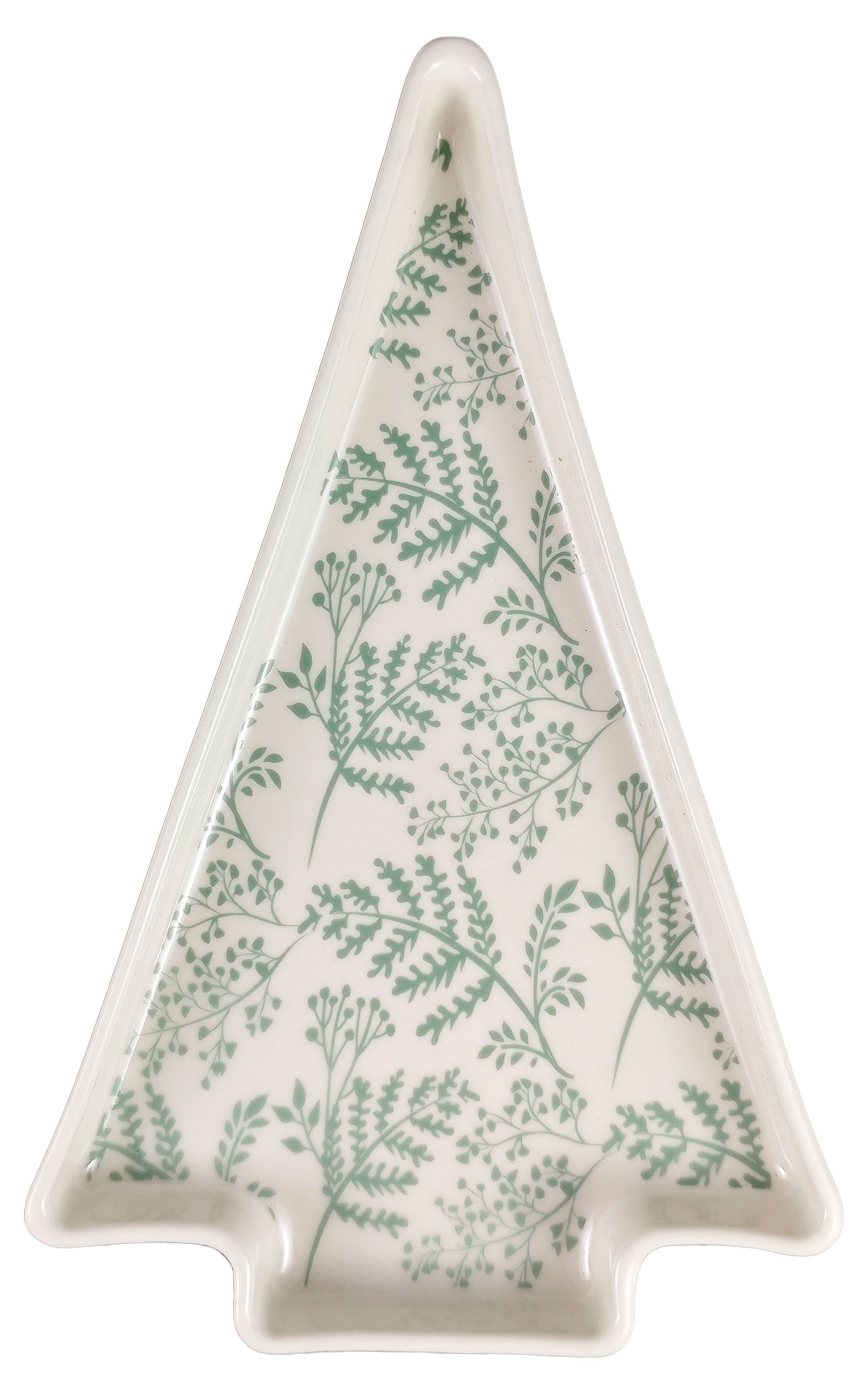 Изображение товара Блюдо Actuel Ель с декором 12x25 см из костяного фарфора для новогоднего стола