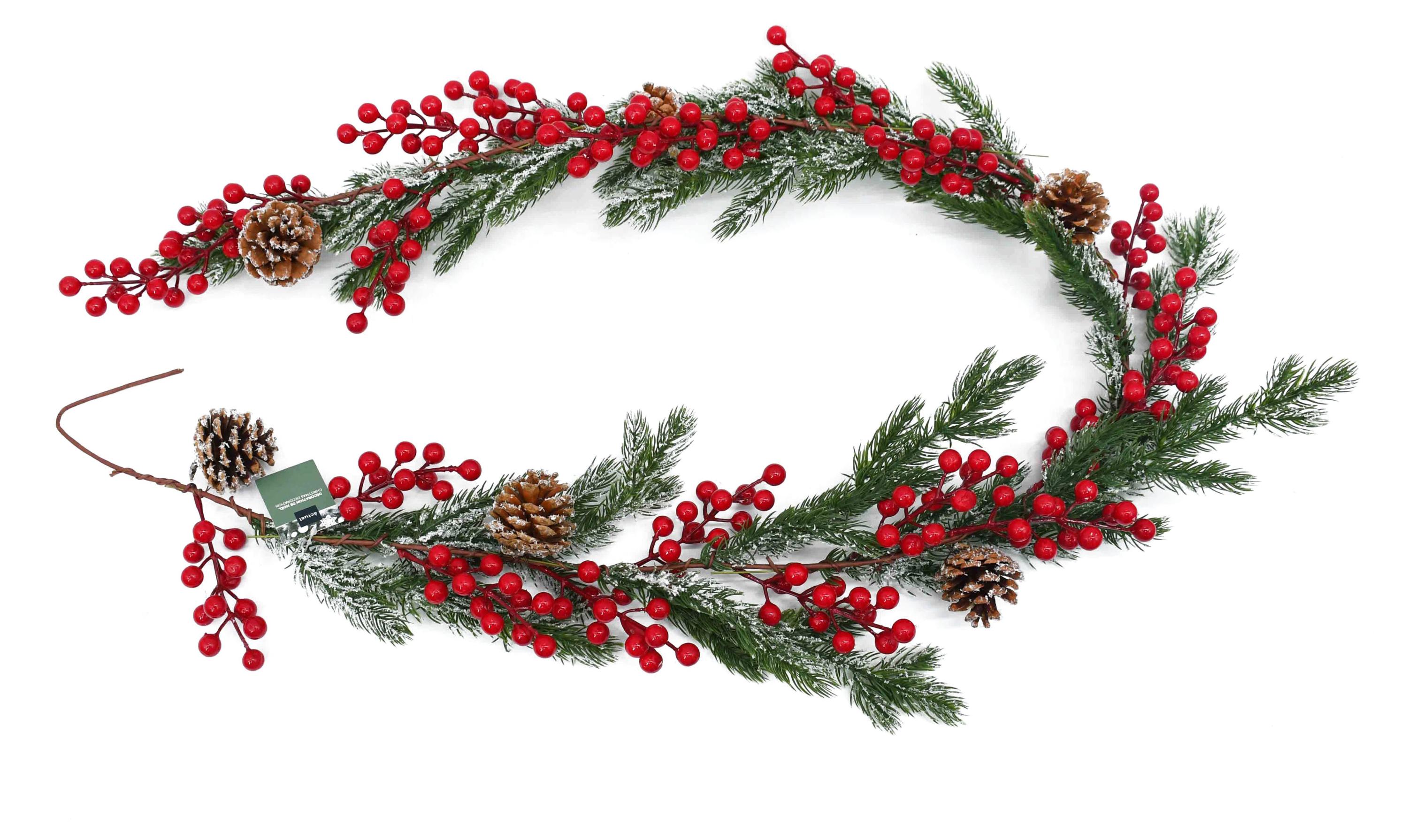 Изображение товара Ветка искусственная Actuel с ягодами и шишками 150 см