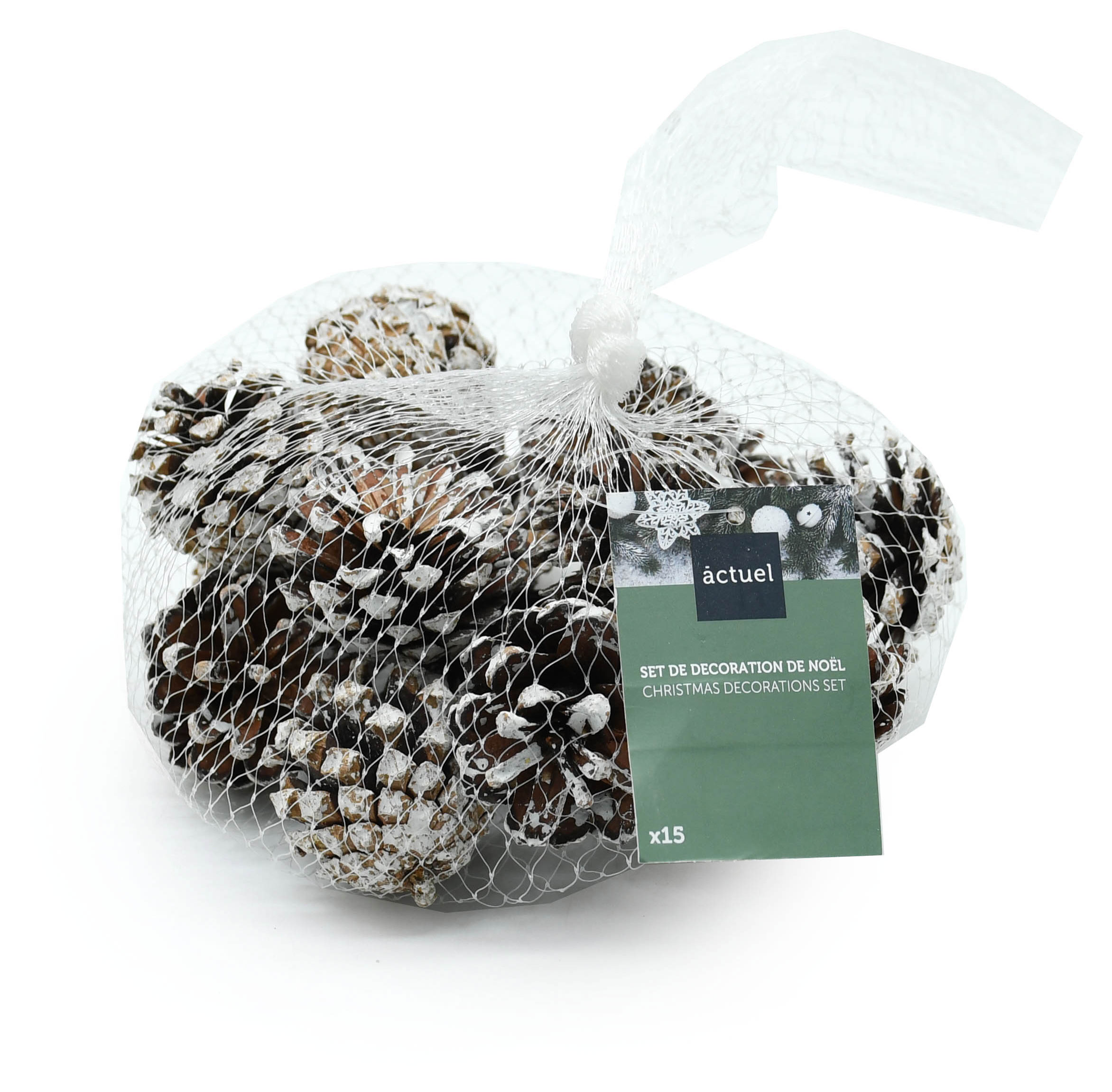 

Набор натуральных шишек Actuel Снежная королева 3 см, 15 шт