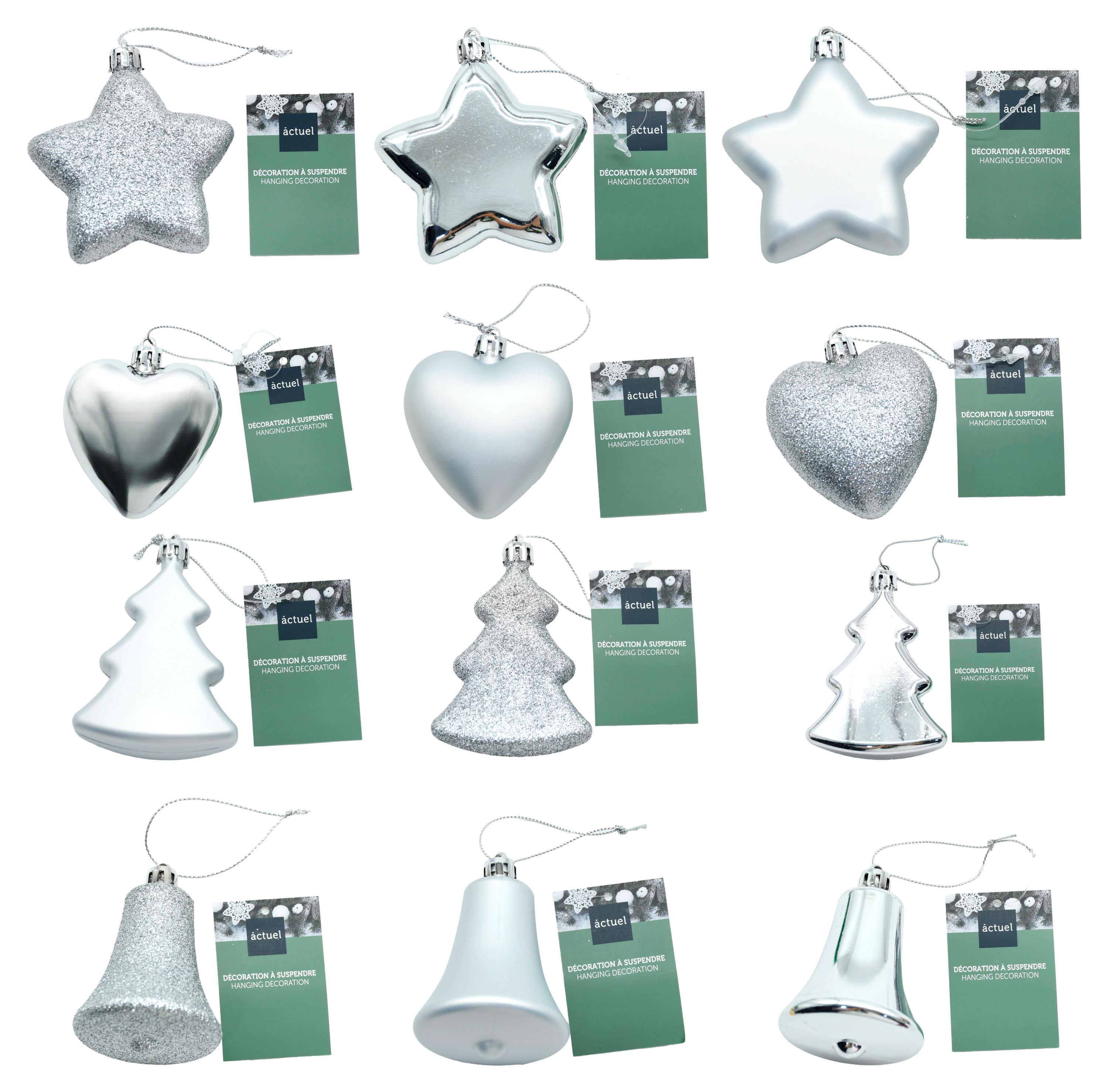 

Елочное украшение Actuel Подвеска серебристая пластик, 1 шт в ассортименте