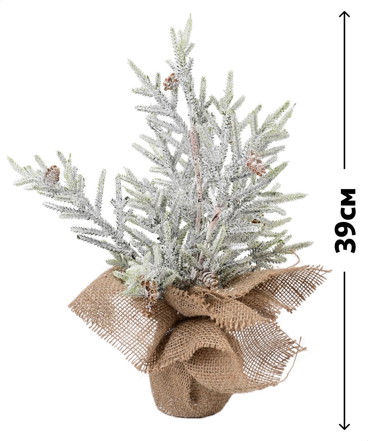 Изображение товара Ель искусственная настольная заснеженная в джутовом горшке, 39 см
