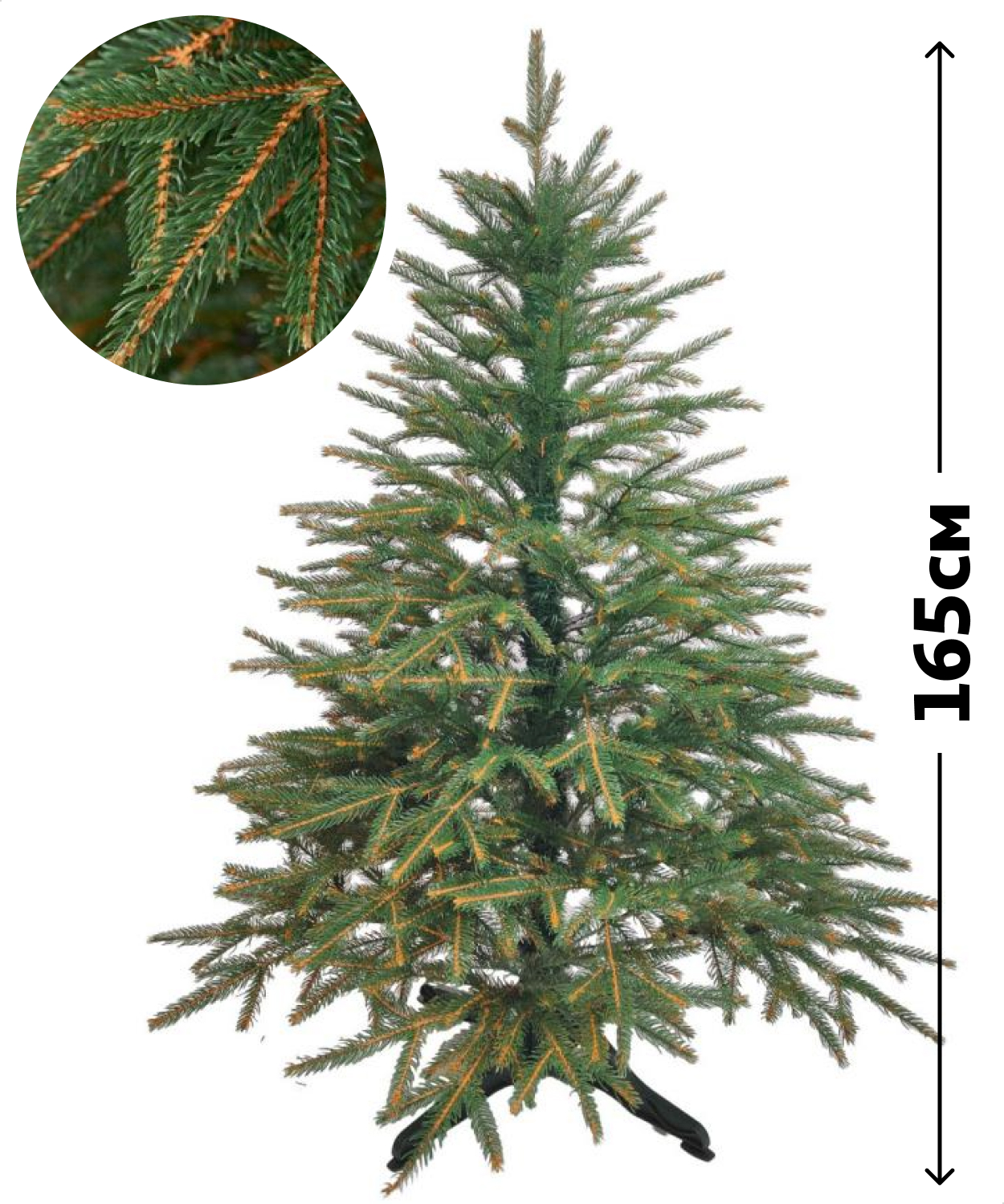 Изображение товара Искусственная елка АШАН Селена зеленая, 165 см с отгибными ветками и подставкой