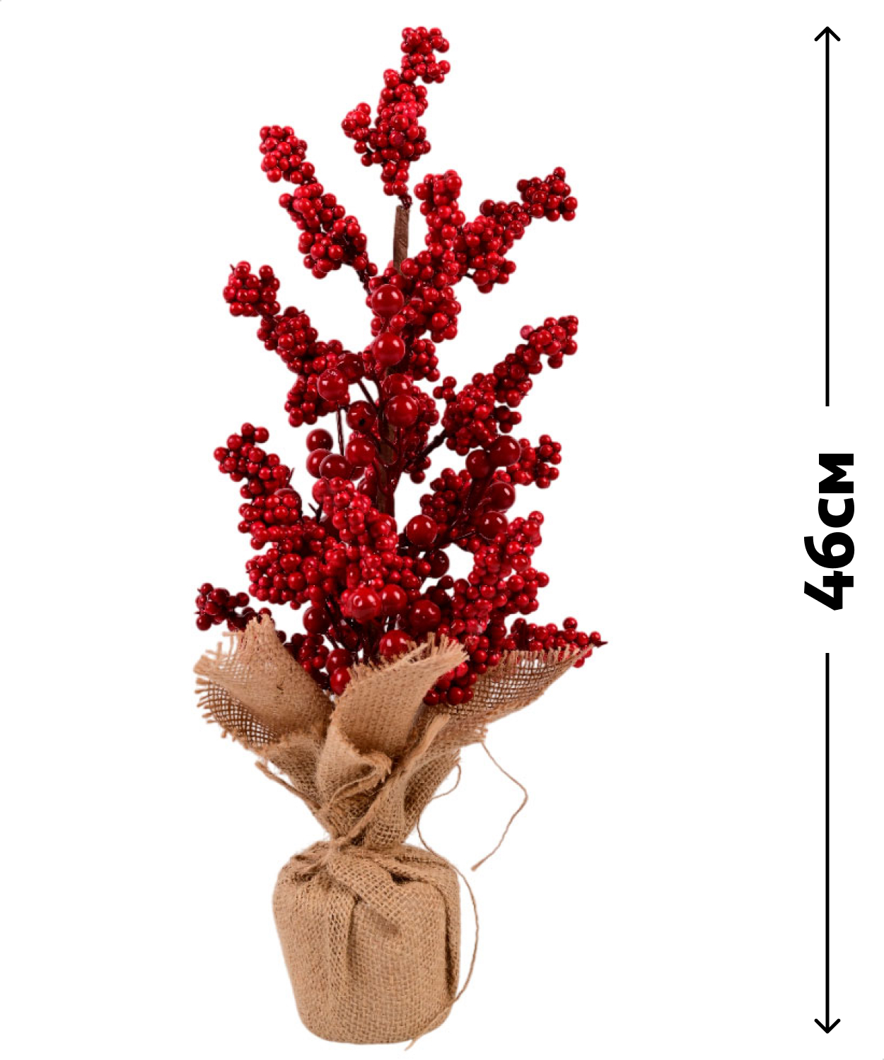 

Украшение Ветка с ягодами в джутовом горшке, 46 см