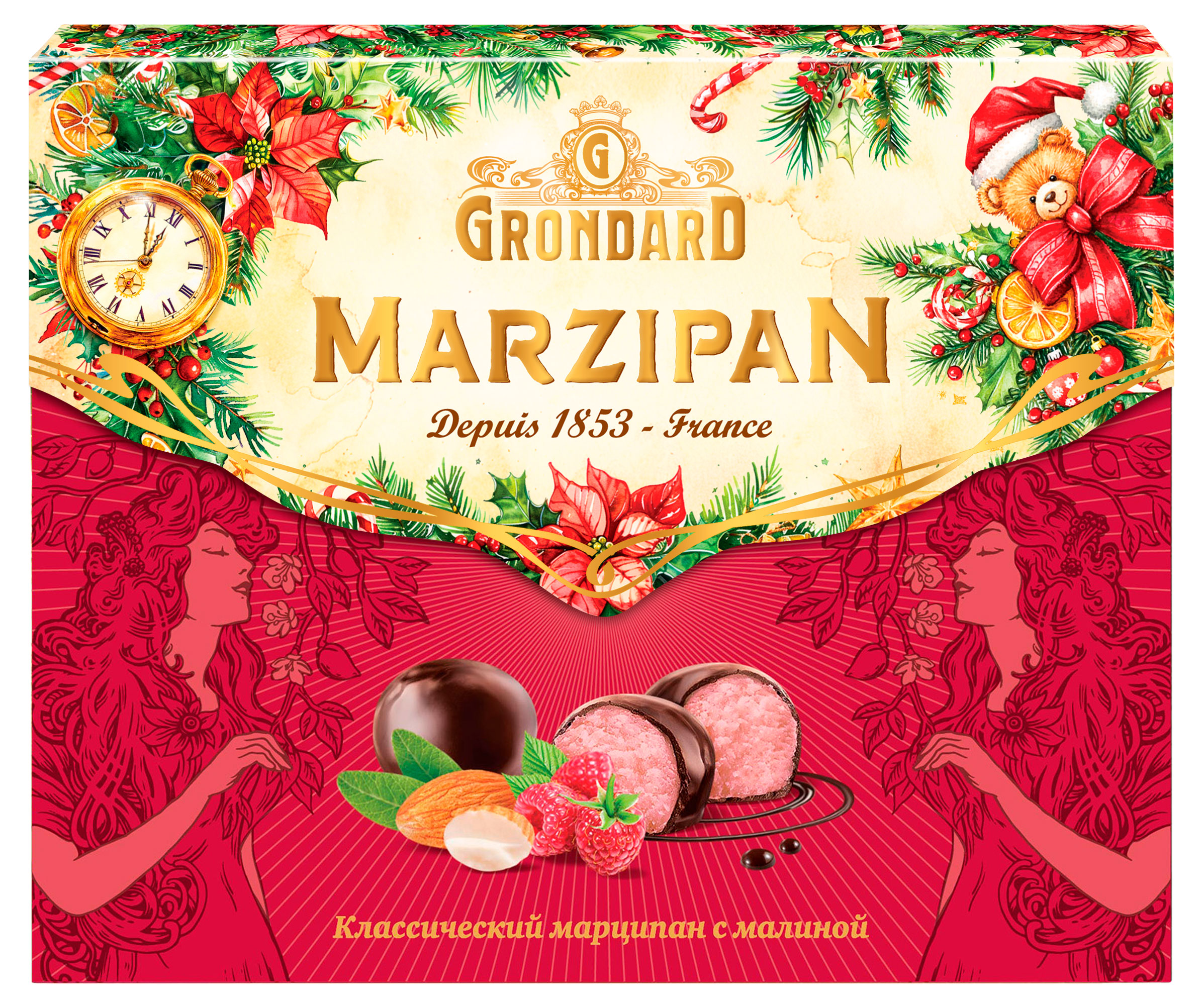 Изображение товара Конфеты GRONDARD Марципановые с малиной глазированные, 126 г