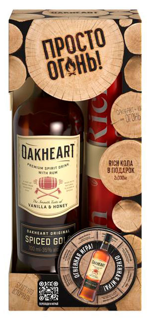 

Коктейль Oakheart Ориджинал Спайсд Голд Россия, 0,7 л + Кола 2х0,33 л