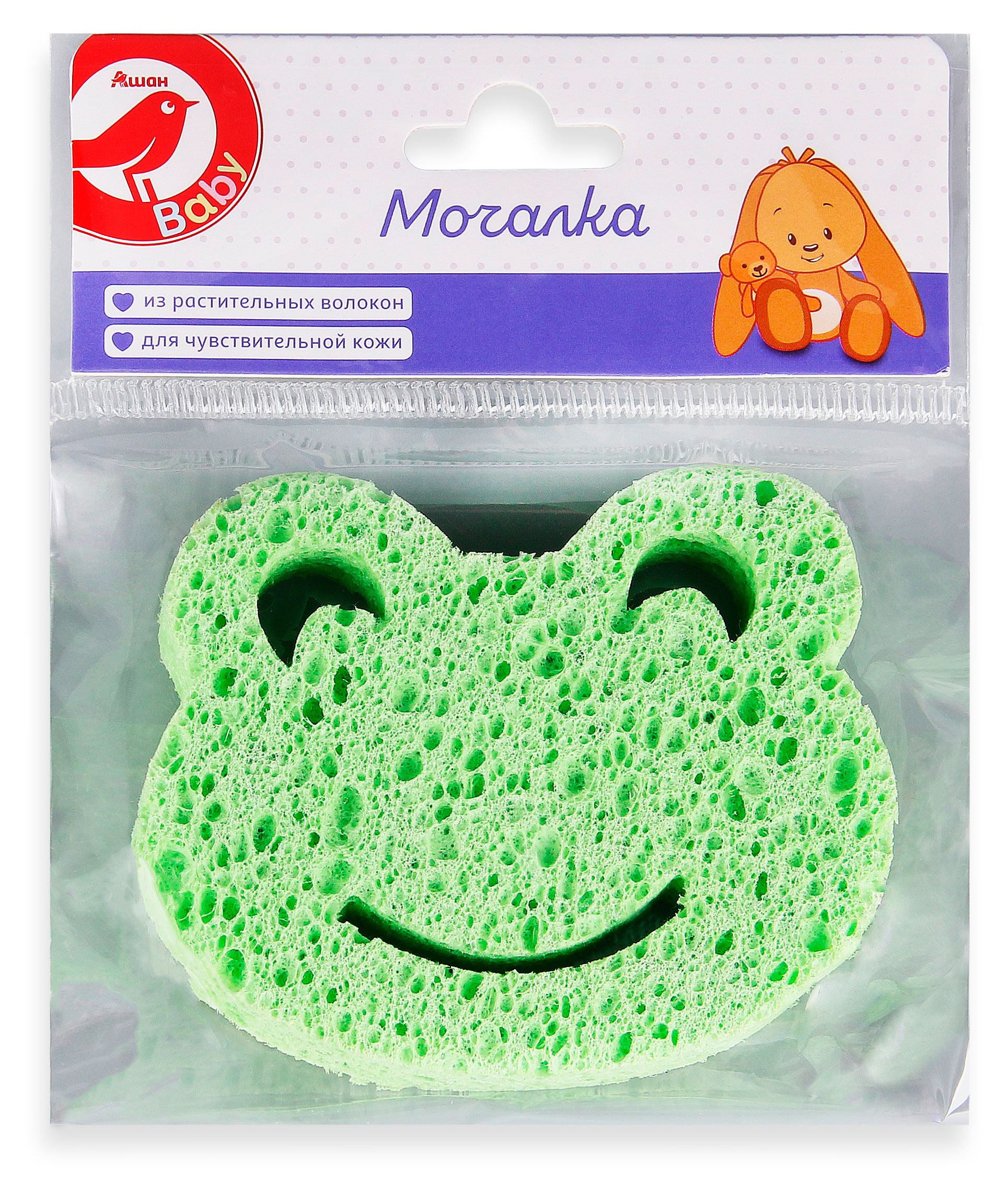 

Мочалка детская АШАН Красная птица Baby Лягушка, 1 шт