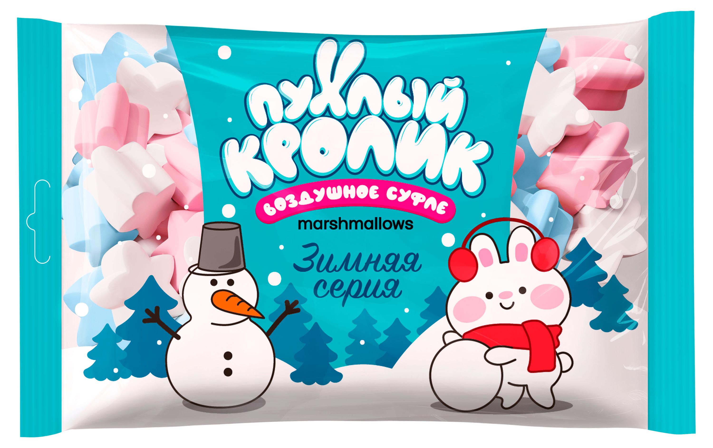Изображение товара Маршмеллоу «Пухлый Кролик» Зимняя серия Звездочки с ароматом пломбира, 150 г