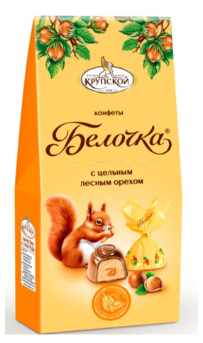 

Конфеты Фабрика имени Крупской Белочка с цельным лесным орехом, 123 г