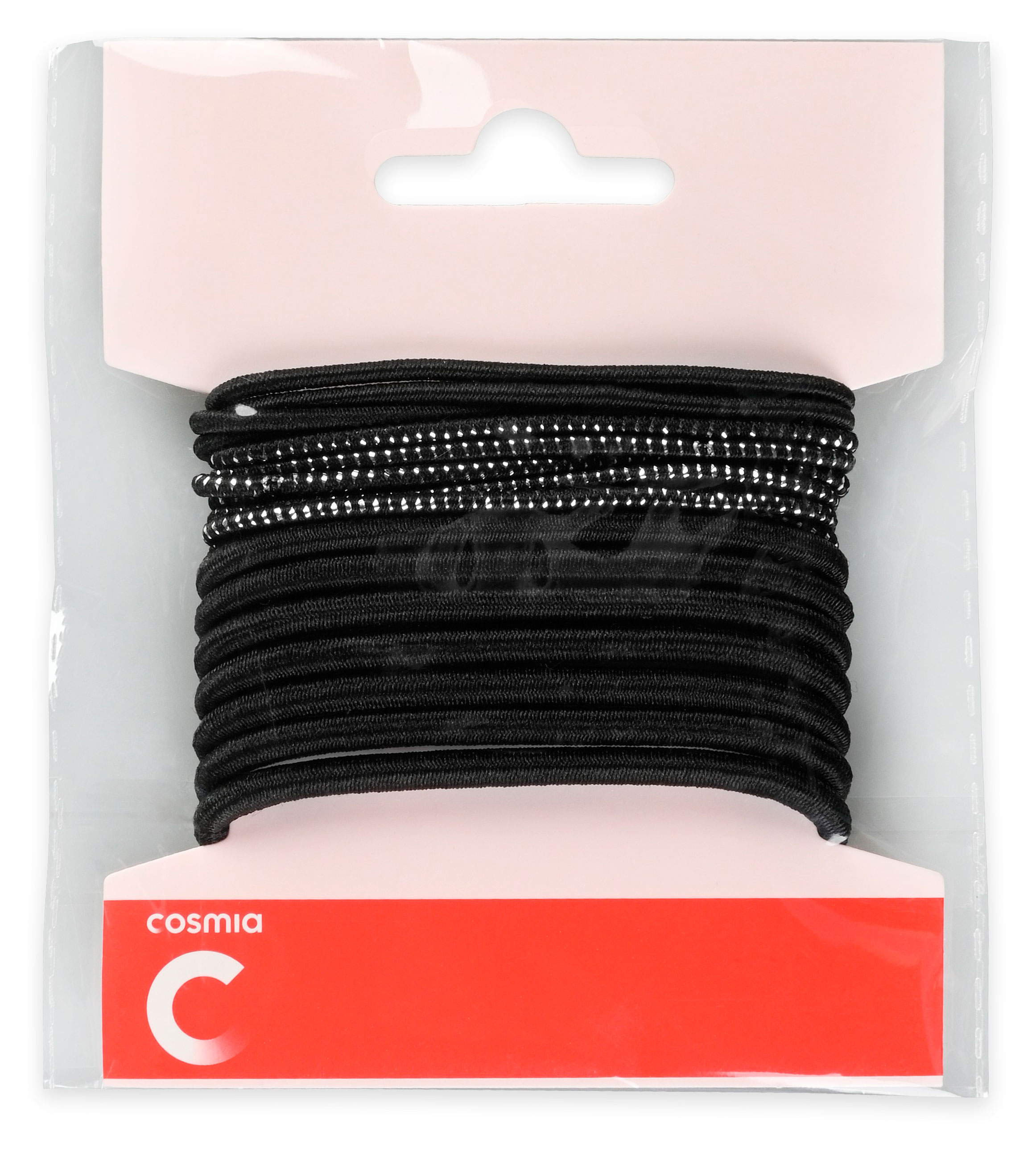 Изображение товара Резинки для волос Cosmia тонкие черные 18 шт - надежная фиксация и стиль