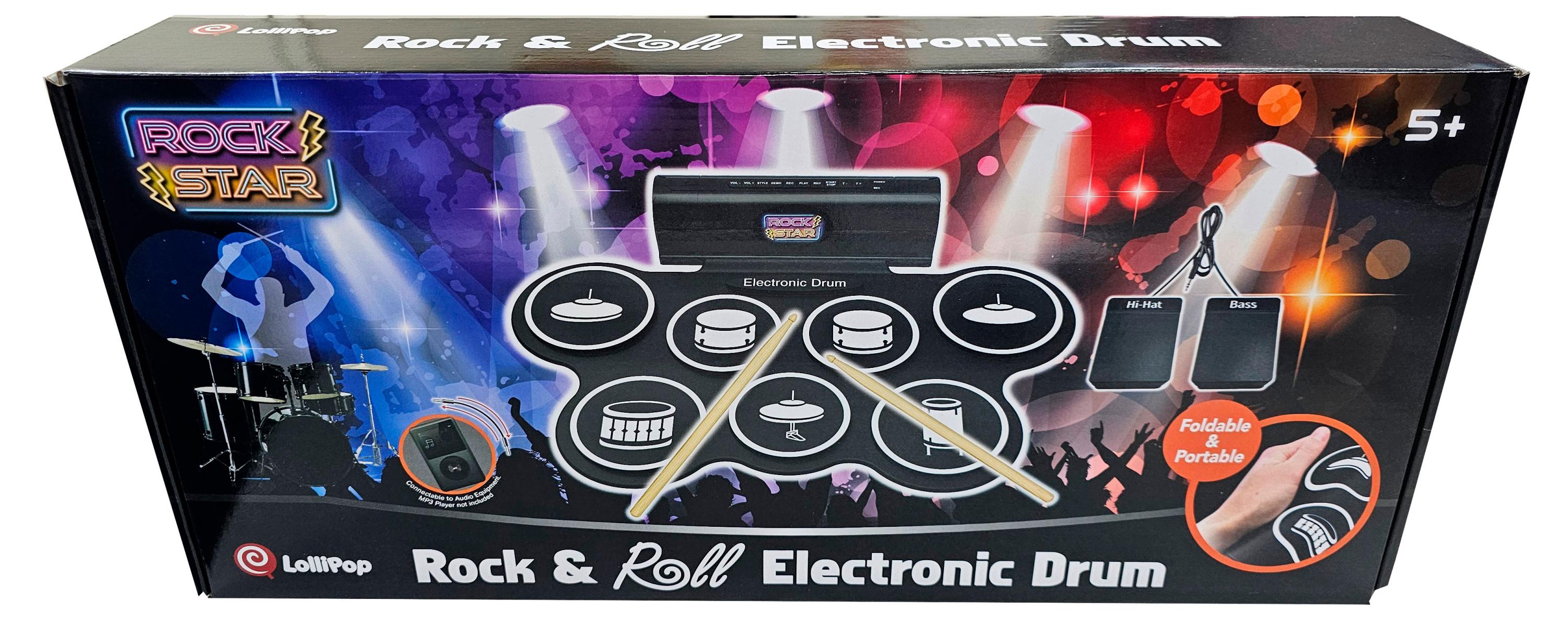 Изображение товара Электронный барабан LolliPop Rock Star для детей от 5 лет с 7 пэдами и регулятором ритмов