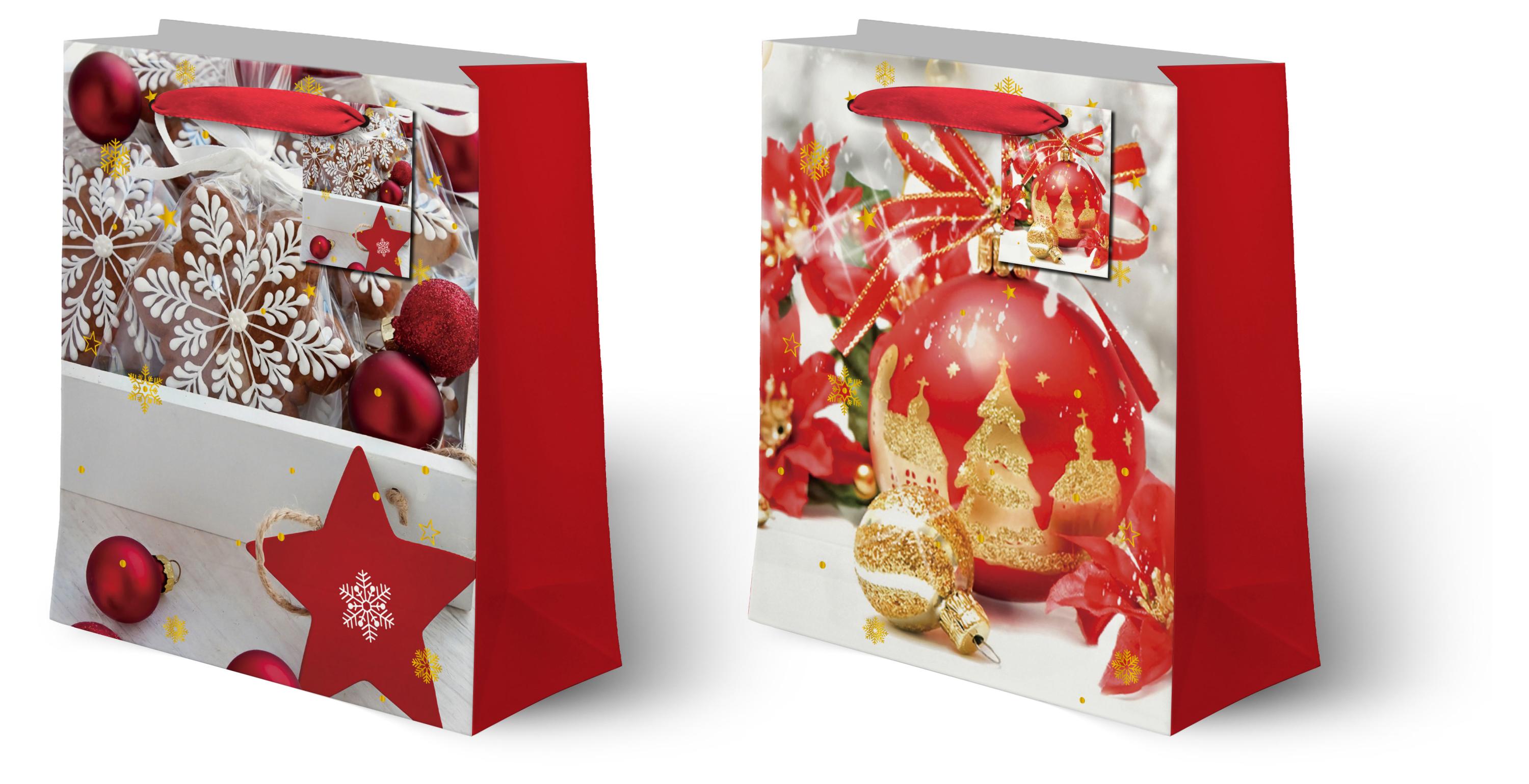 Изображение товара Пакет подарочный Красный стиль L, 26х32х10 см 1 шт в ассортименте