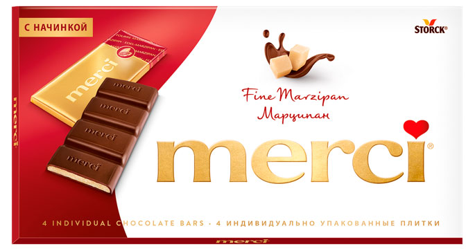 Изображение товара Шоколад Merci темный с марципаном, 112 г