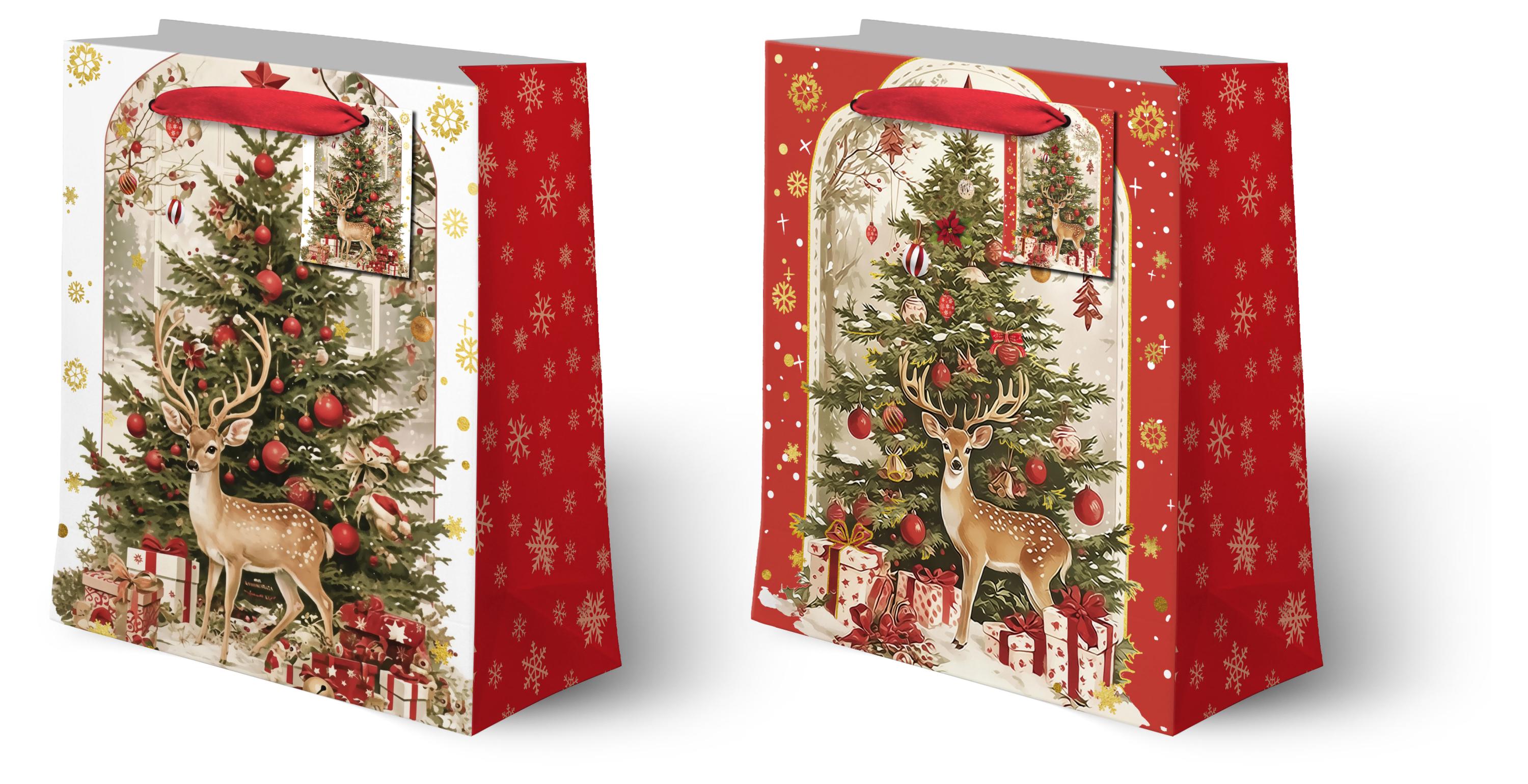 Изображение товара Подарочный пакет Ретро ель XL 30х39х12 см универсальный для подарков