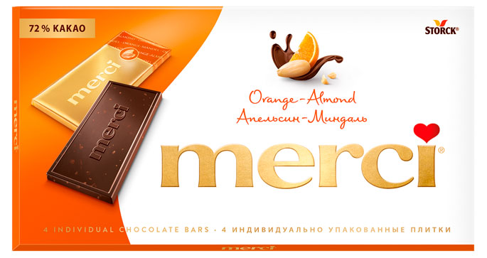 

Шоколад Merci Горький апельсин - миндаль, 100 г